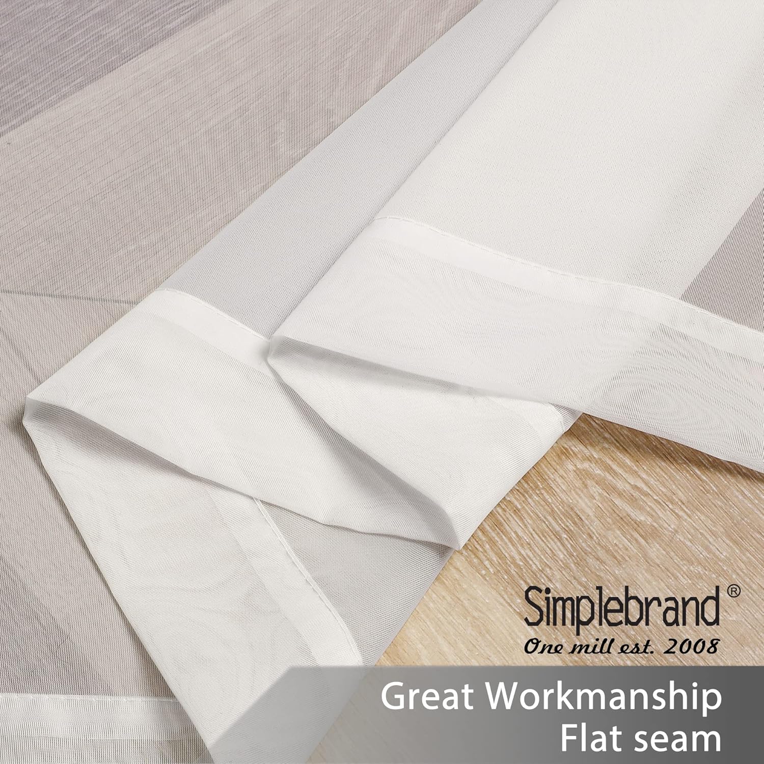 Simplebrand Ivory Short Sheer Curtains 45 Inch Length for Small Windows, Rod Pocket 2 Panels Set Solid Voile Drapes Window Sheer Curtains for Bedroom Bathroom Kids Room Kitchen, 42x45 Inch, Ivory