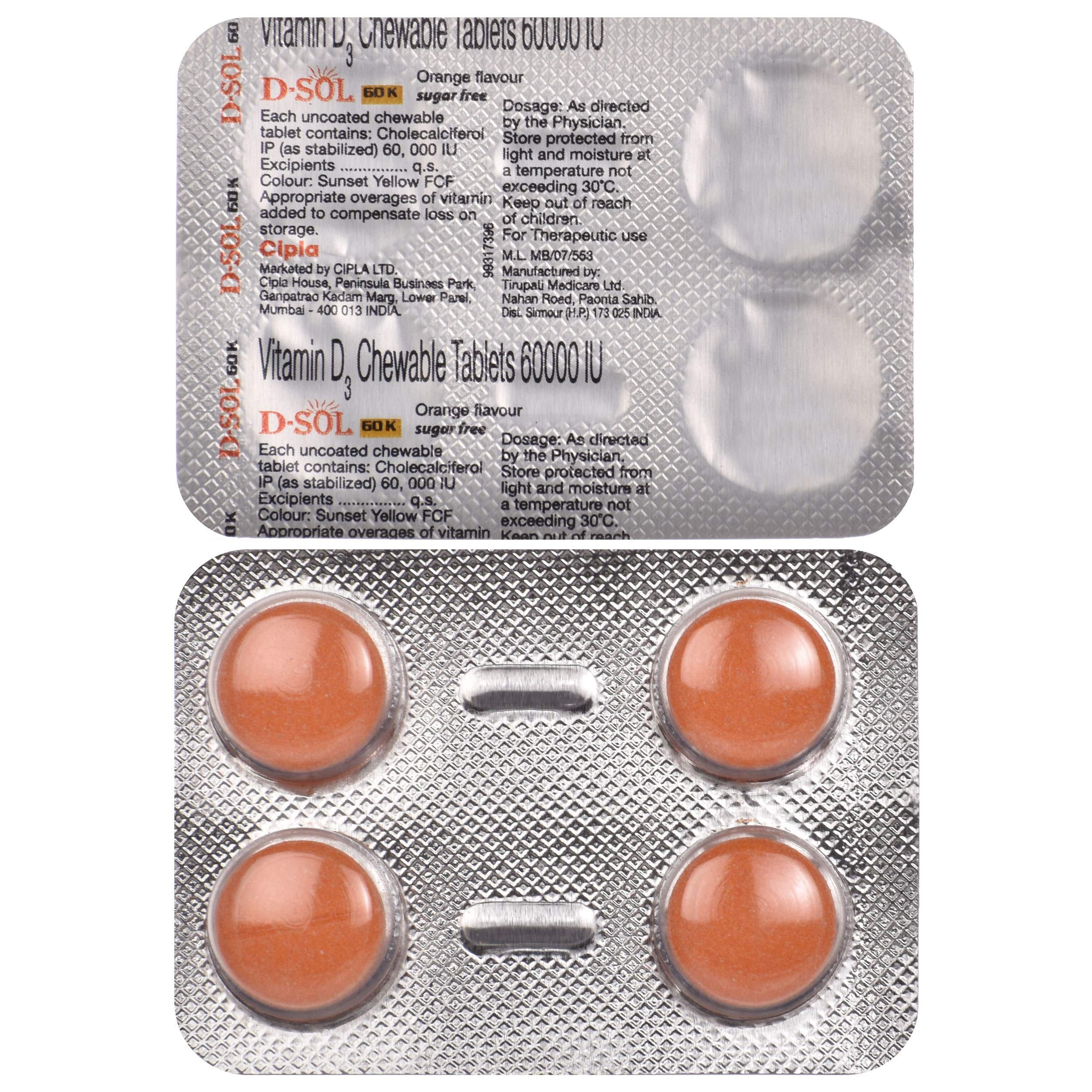D-Sol 60K - Strip of 4 Tablets