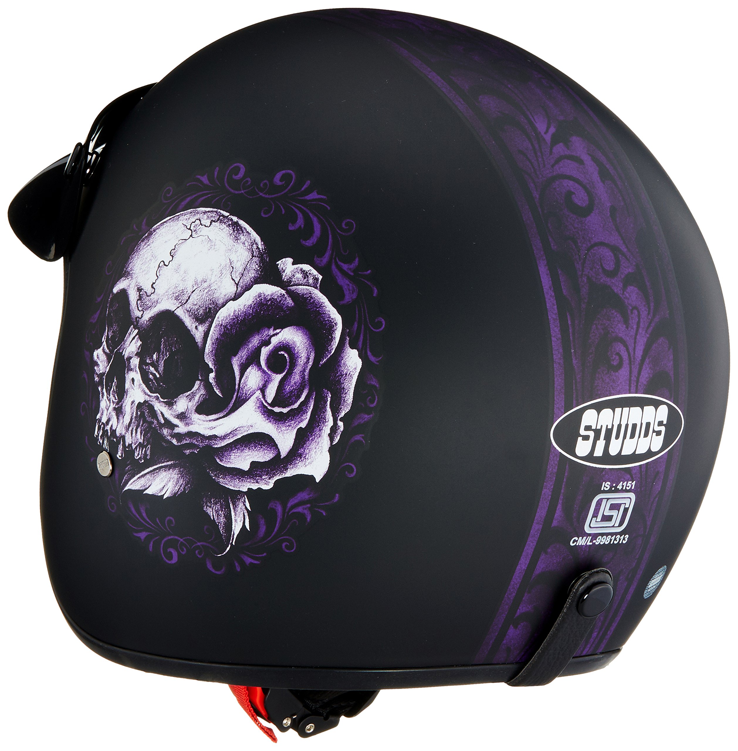Studds JETSTAR Classic D7 Floral Skull Open Face Helmet (Matt