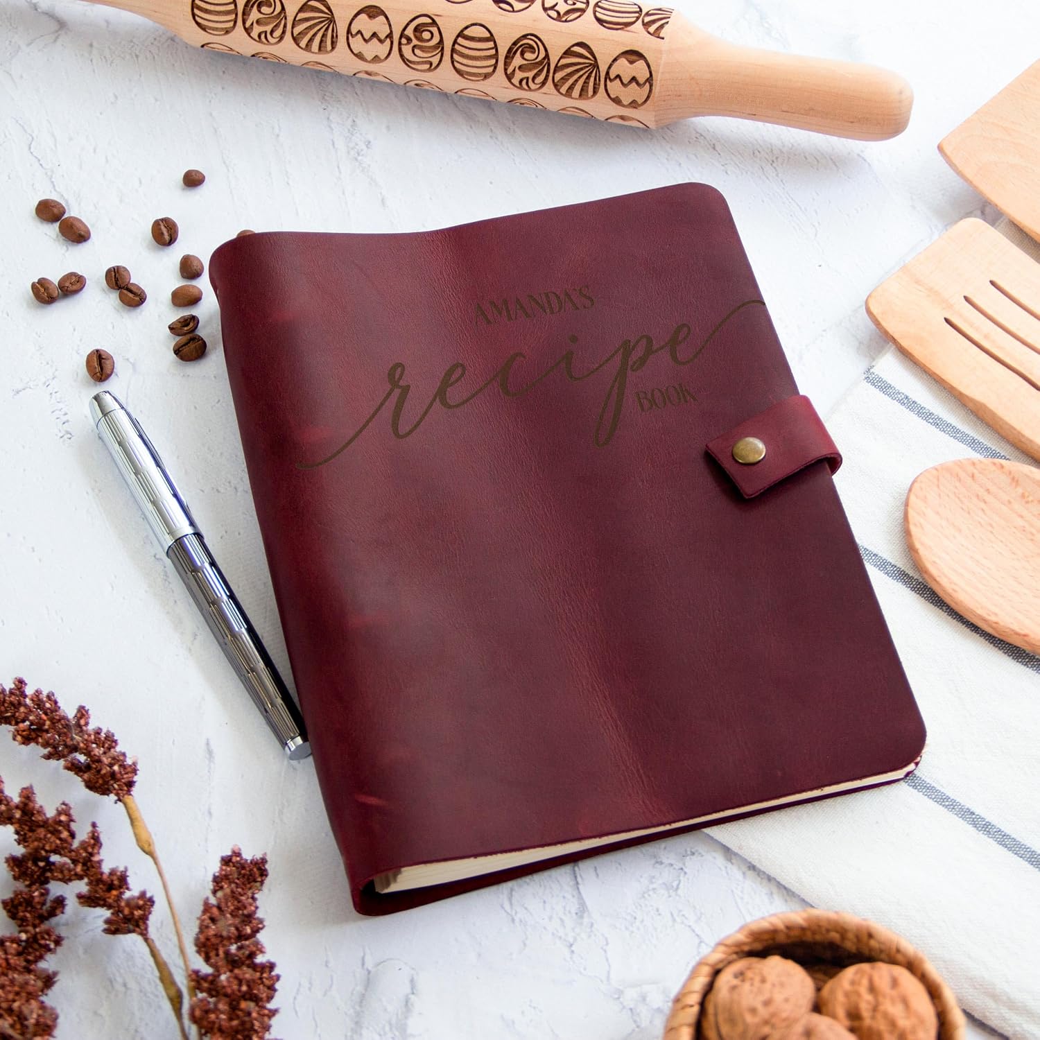 Black Recipe Book to Write in Own Recipes Family Recipe Binder Journal Large Custom Cookbook Personalized Leather Recipe Holder Birthday, Christmas Gifts Ideas