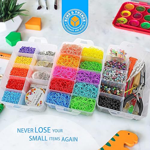 Miniatura 4 de Bins  Things - Contenedor apilable con 40 compartimentos ajustables transparente grande almacenamiento de manualidades caja organizadora de cuentas