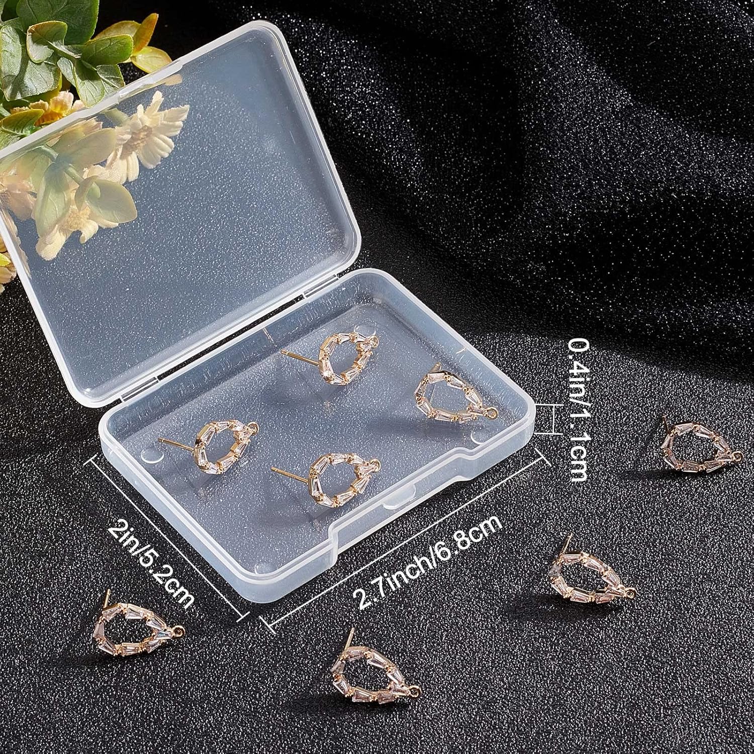 Beebeecraft 1 Box 10Pcs 18K Gold Plated Earring Findings Teardrop Shape Cubic Zirconia Stud Earrings with 1mm Loop for DIY Earring Jewelry Making - Image 7