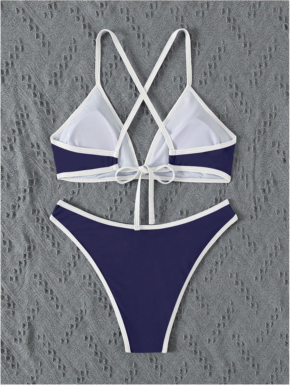 SHENHE Women's 2 Piece Bikini Set Swimsuit Color Block Criss Cross Halter Triangle Tie Back Swimwear - Image 4