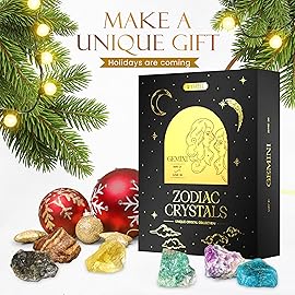Wyspell Gemini Crystal Set - 6 Raw Gemini Crystals and Healing Stones - Gemini Zodiac Gifts for Women - Birthday Gifts for Women - Astrology Gifts for Women - Zodiac Crystal Set