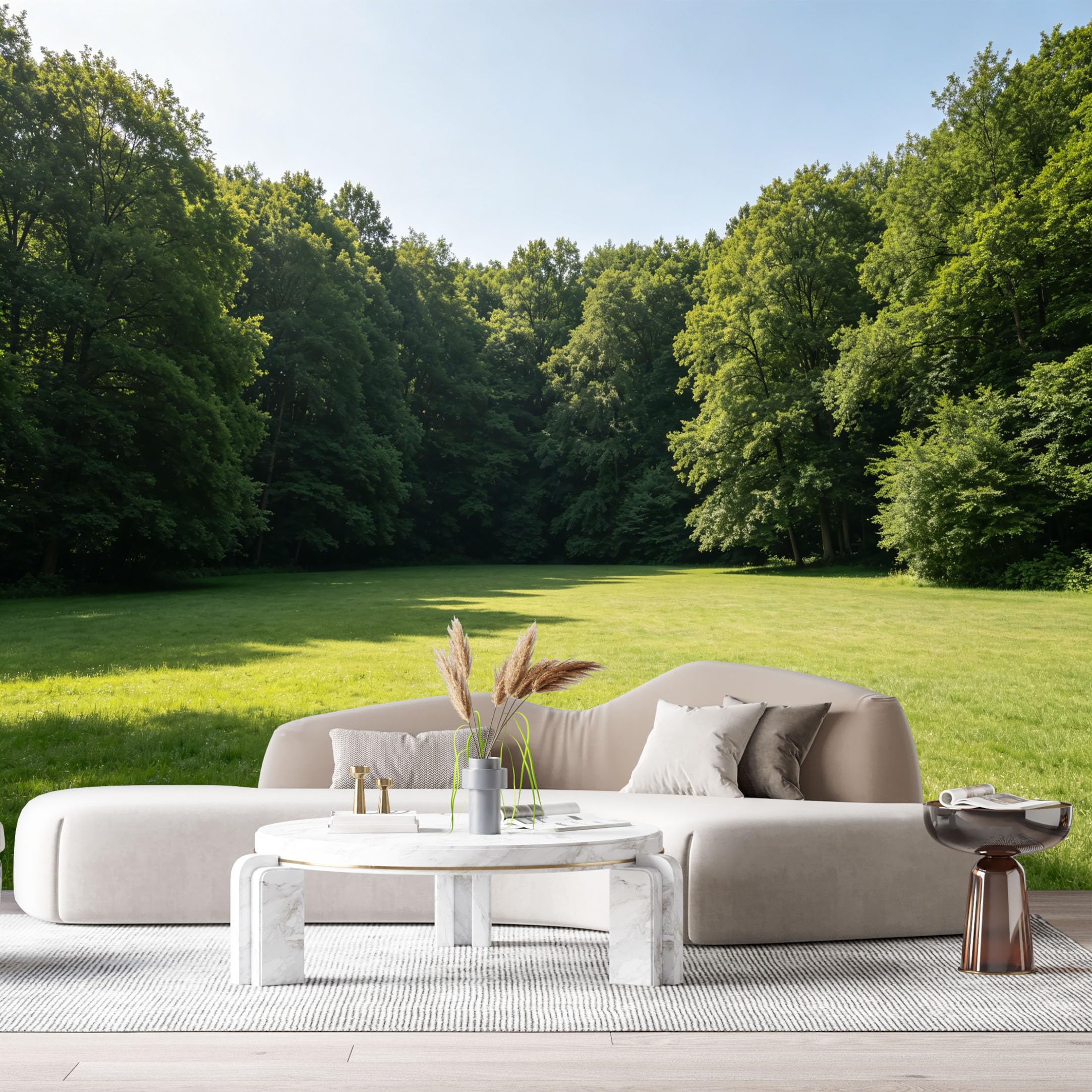 Custom Size Wall Murals Forest Landscape Sunlit Meadow Trees Modern Nature Scenery SelfAdhesive Wall Fabric Removable Large Wallpaper for Photo Living Room