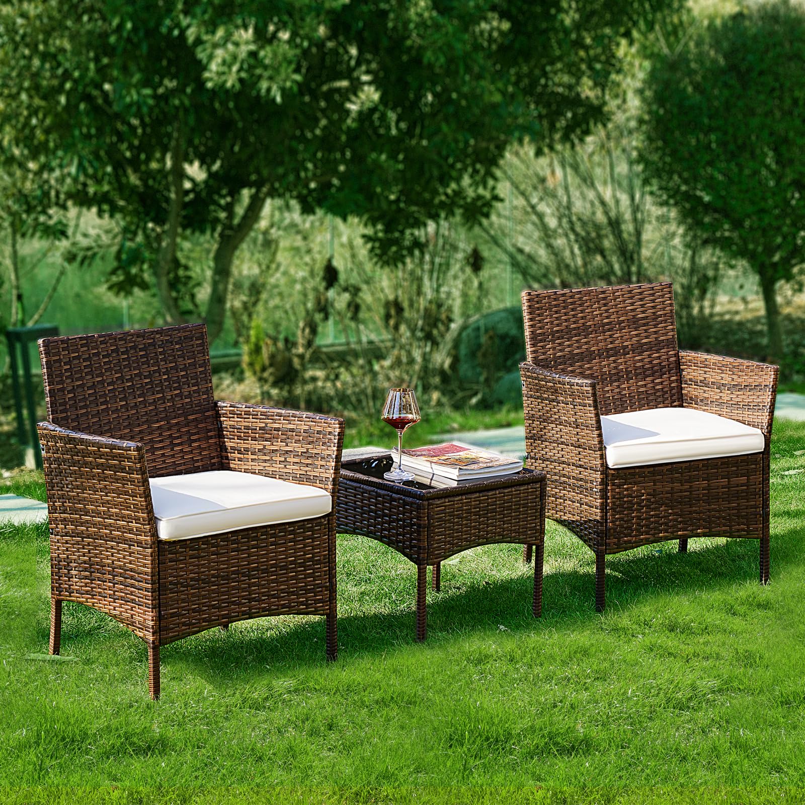 small outdoor wicker table and chairs
