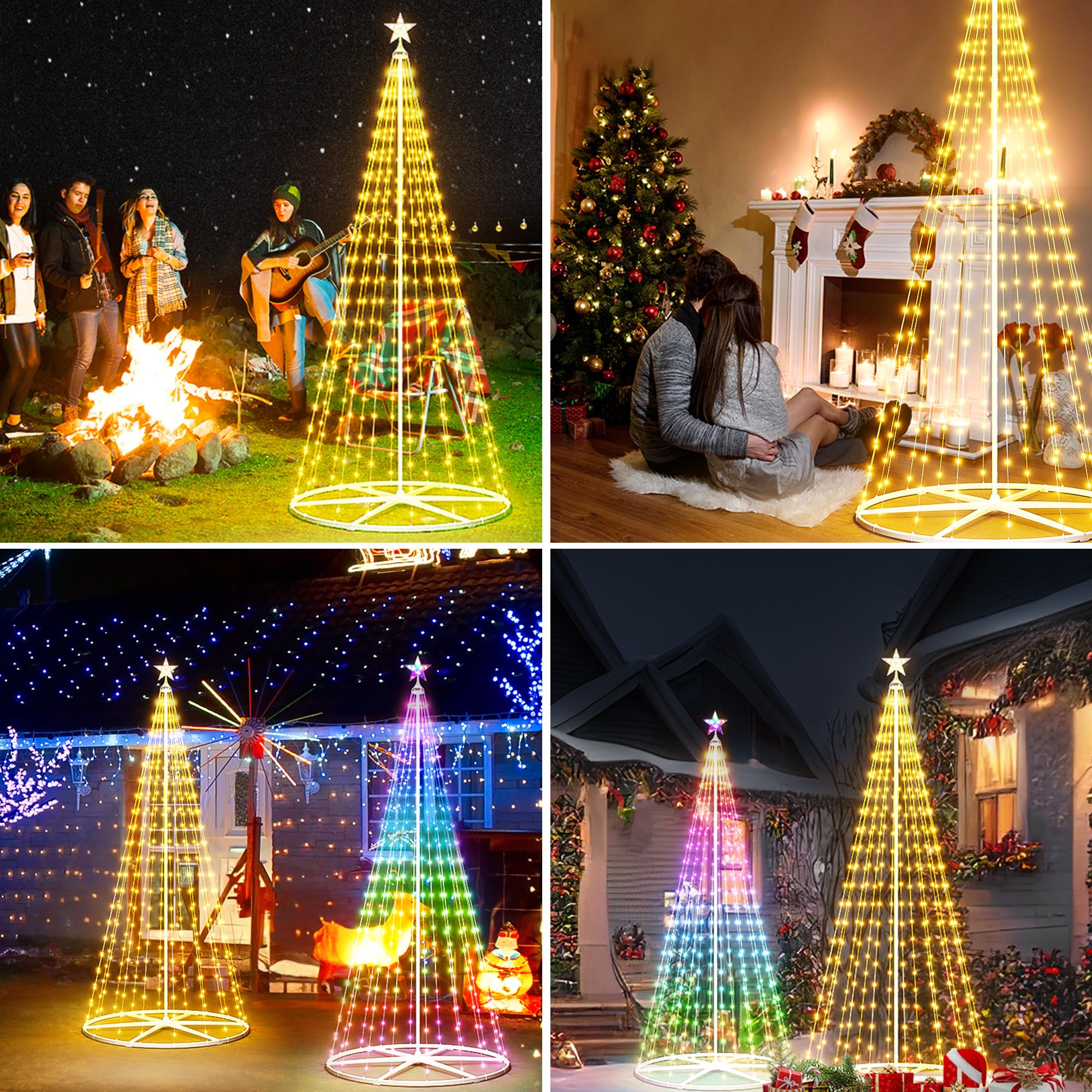 2,3M LED Weihnachtsbaum Außen, Weihnachtsdeko Lichterbaum Outdoor - 378 LEDs mit Stern, App & Fernbedienung, RGB Dimmbar, Timer, IP44 Wasserdicht - für Garten, Rasen, Weihnachten, Neujahr