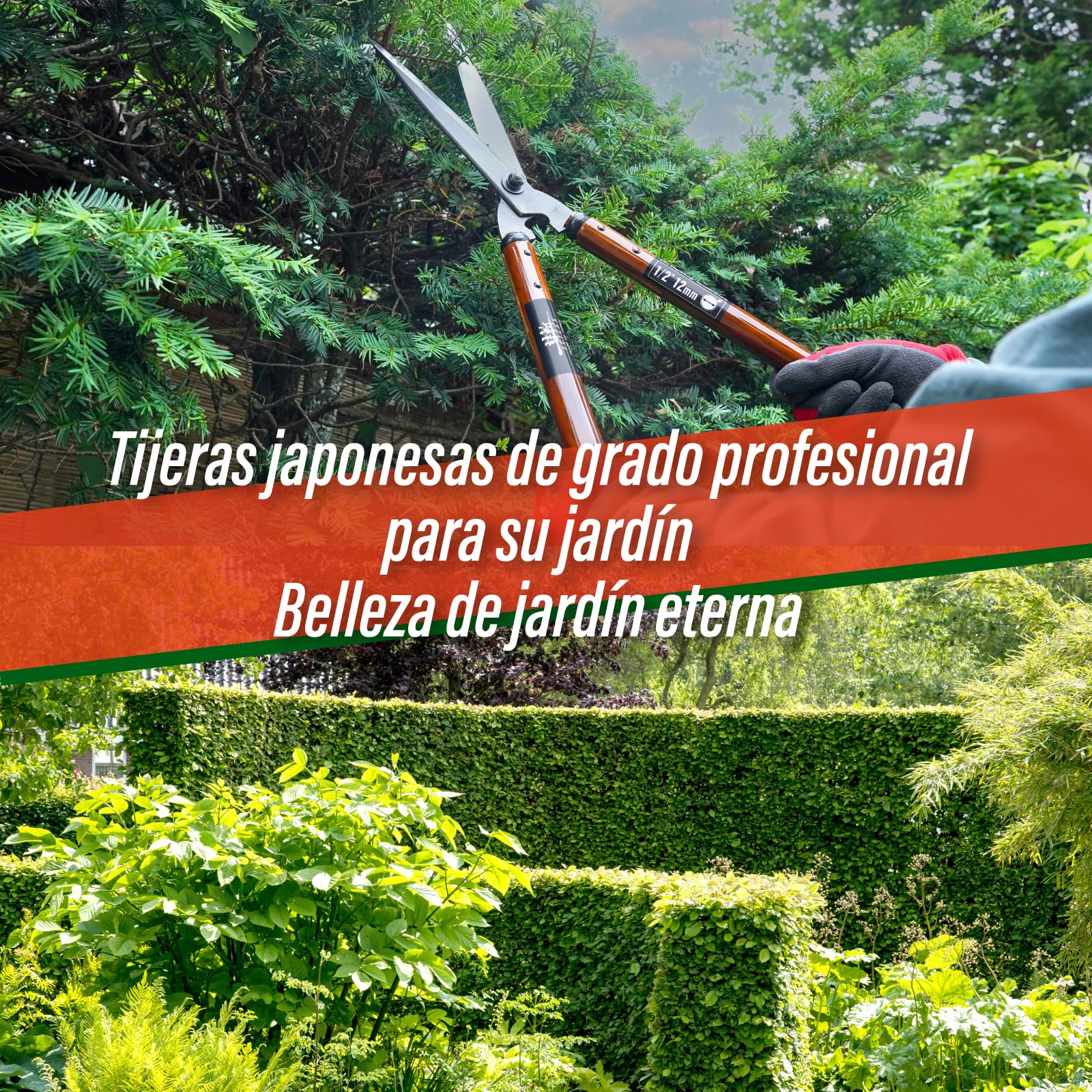 SUIZAN Tijera cortasetos 575mm - Cizallas para setos japonesas profesionales recorte preciso Herramientas de jardinería