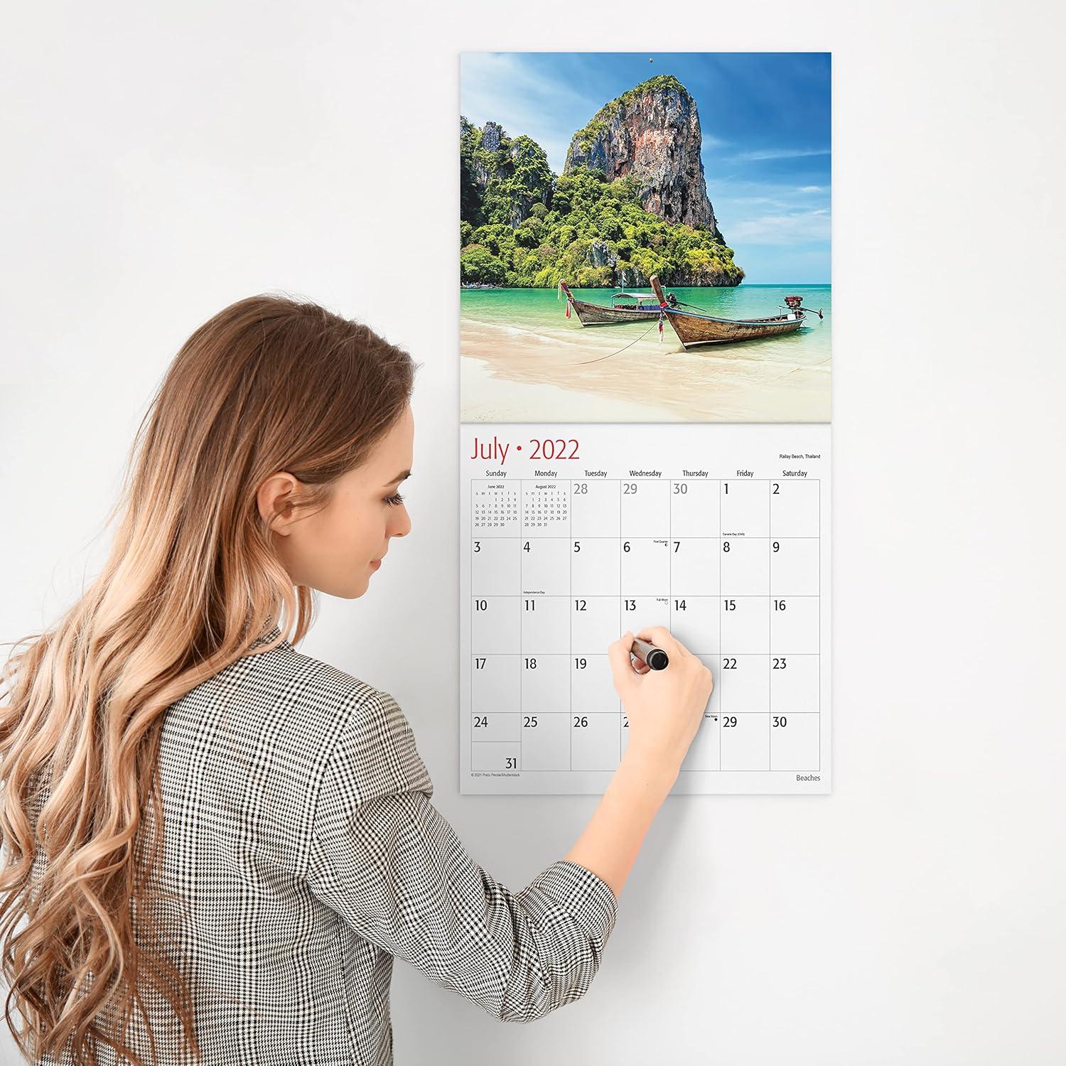 RED EMBER Beaches 2022 Hangable Wall Calendar - 12" x 24" Opened - Thick & Sturdy Paper - Giftable - Kick Back and Relax : Office Products