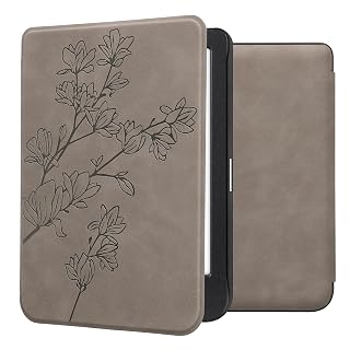 kwmobile Hülle kompatibel mit Kobo Clara BW/Clara Colour/Tolino Shine (5) / Shine Color Hülle - Kunstleder Cover - Magnolien Grau - Amazon product rated Grade A