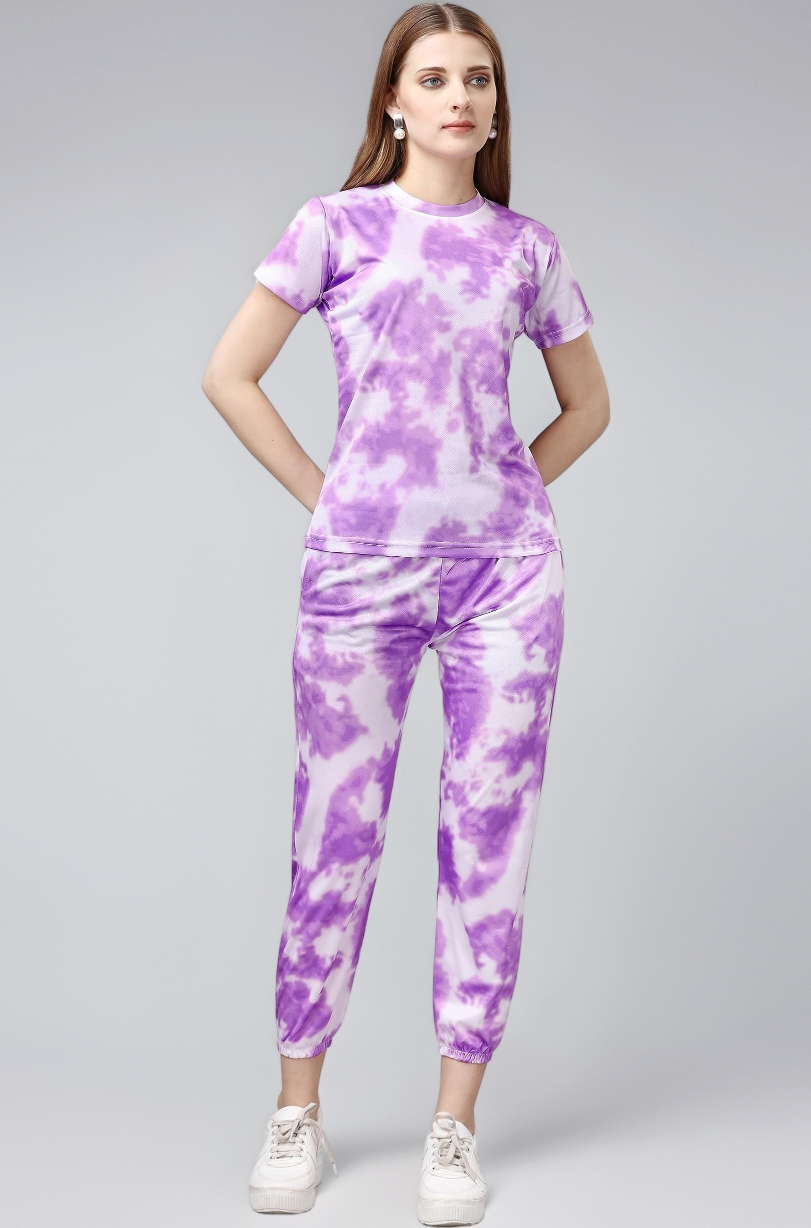 YAGNAPURUSH Women's Night Suit Set for Women, Lounge Wear, Printed Top and Pyjama Set for Women Nightwear/Loungewear/Night Dress for Women Knitted Tie & Dye printed Crop T-Shirt -Pyjama