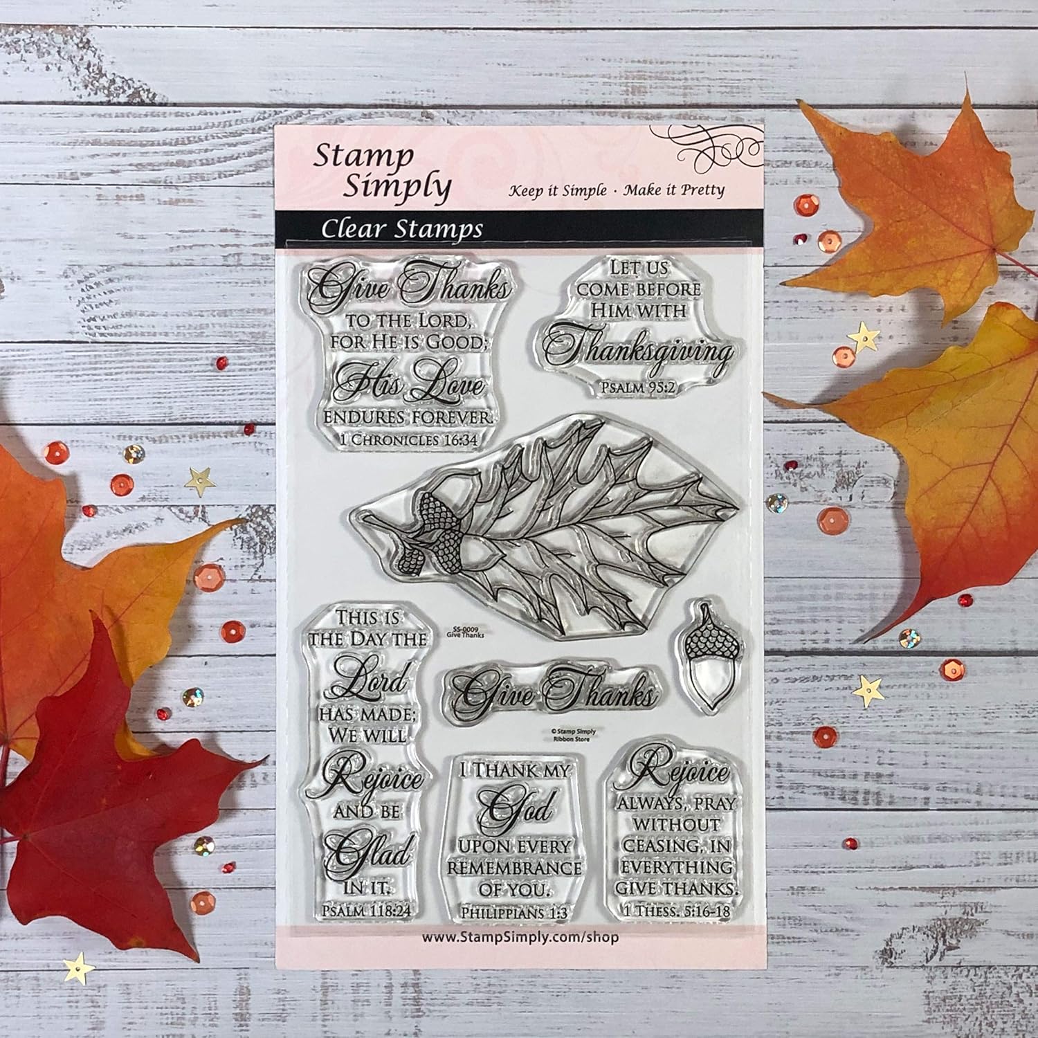 Clear Stamps Thanksgiving Give Thanks Christian Religious 4x6 Inch Sheet - 8 Pieces