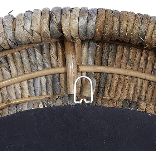 Miniatura 7 de Deco 79 Espejo de pared de hoja de plátano, espejo de entrada con marco en espiral y detalles azules, espejo montado en la pared 35 x 3 x 35