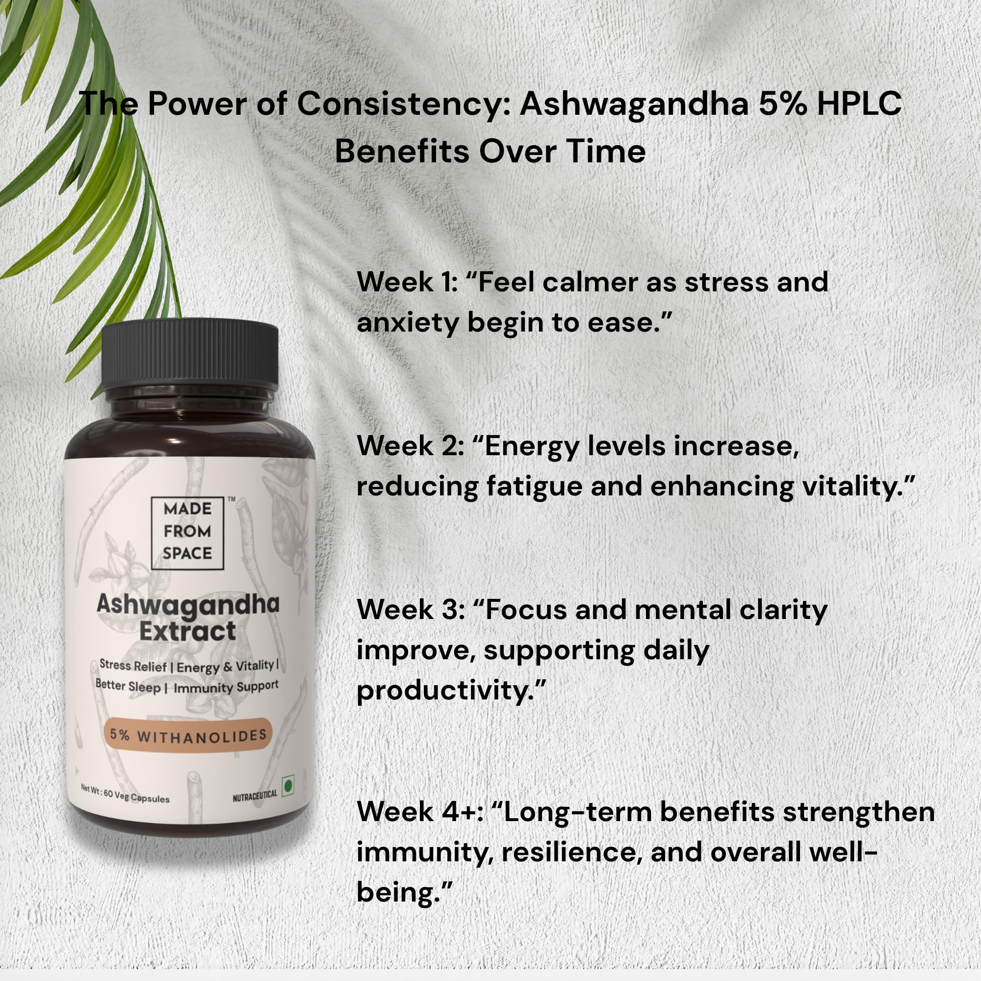 Ashwagandha Capsules 500mg | Stress Relief & Anxiety Support | 5% Withanolide Extract | 60 Vegan Capsules | MADE FROM SPACE — Amazon image 6