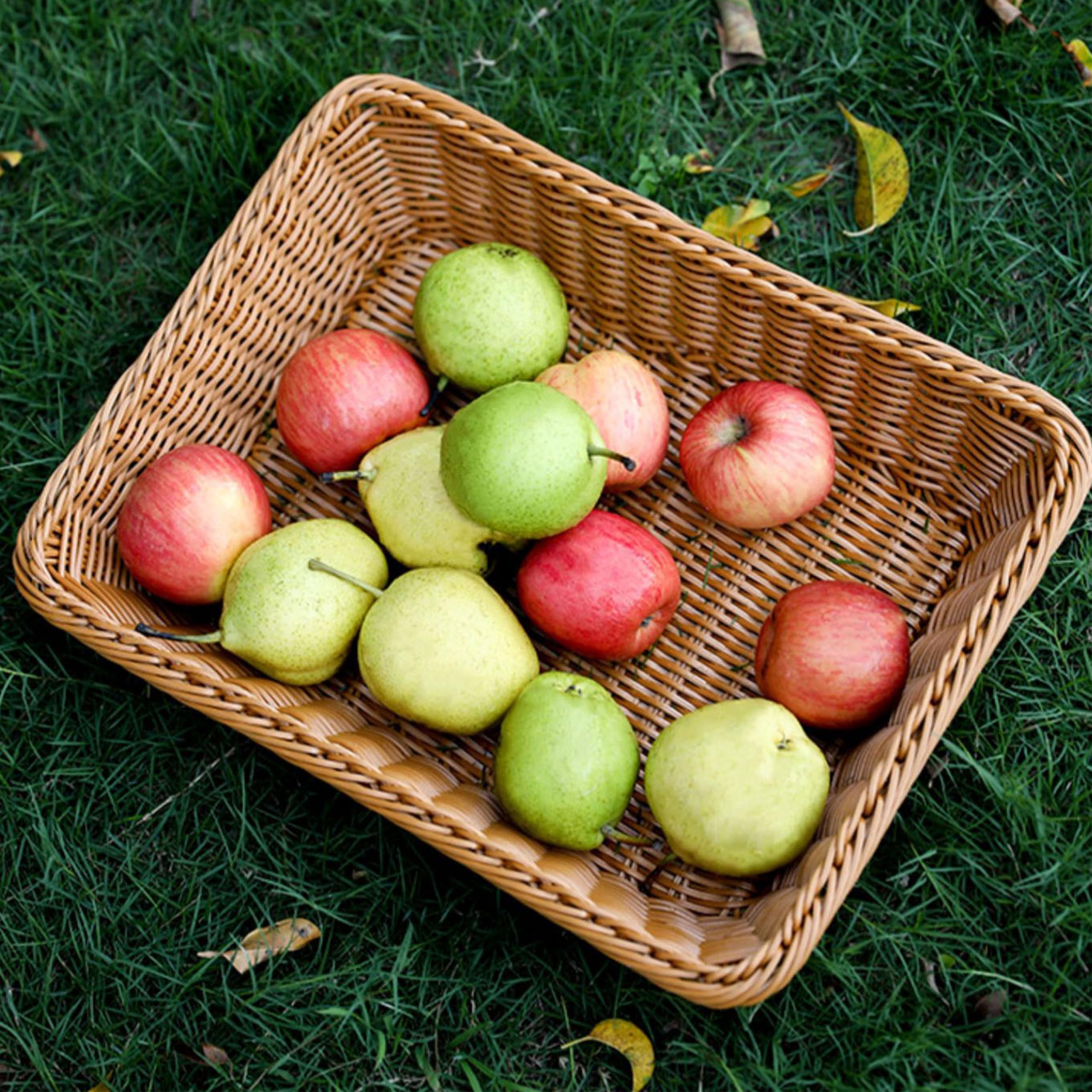 Cesta de mimbre para pan, cesta de mimbre para alimentos, cesta de panadería, cesta de alimentos, cesta para patatas fritas para fiestas, cesta de almacenamiento tejida a mano para frutas,