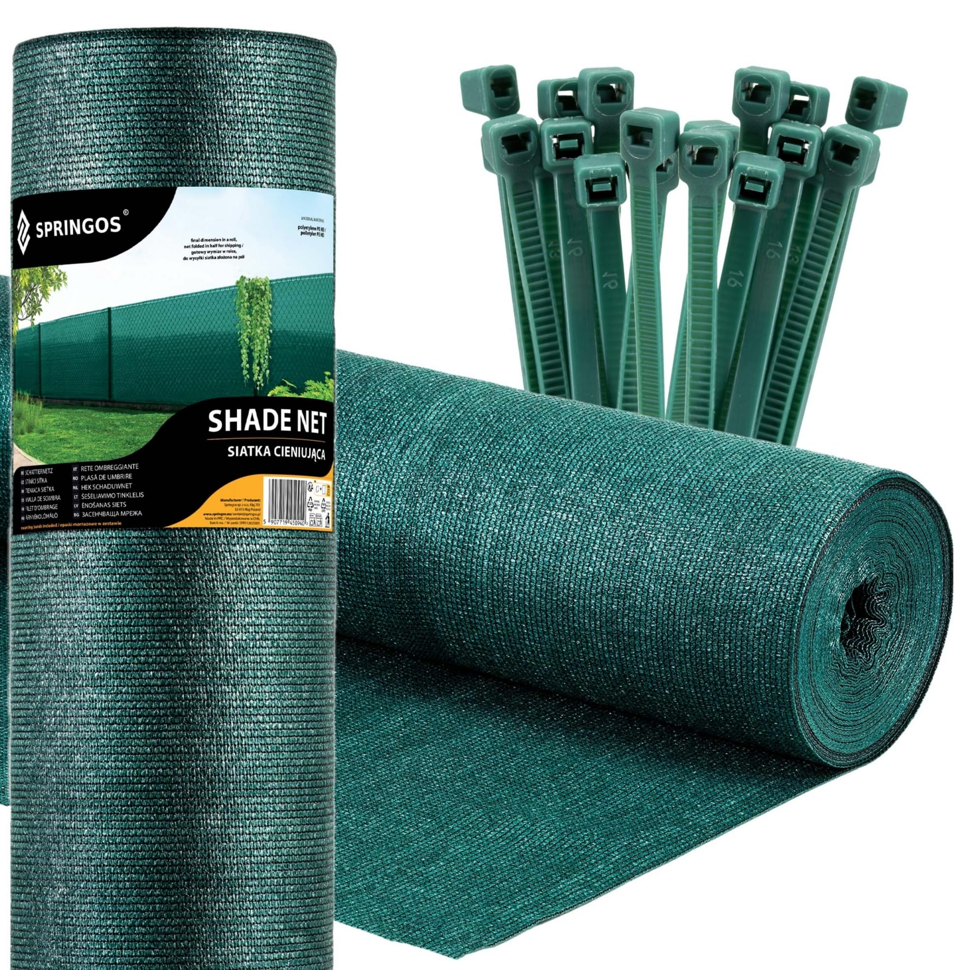SPRINGOS Rete ombreggiante 1,5 x 50 m, 185 g/m², con 200 fascette
