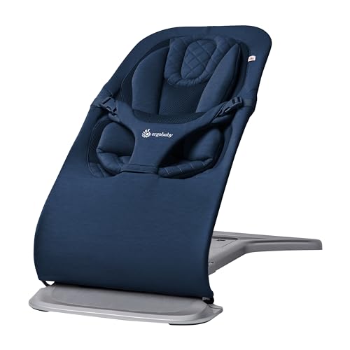 Image of Ergobaby Evolve 3-in-1 Bouncer - Adjustable Multi-Position Baby Bouncer Seat with Newborn Insert, Head-Hip Support, Ergonomic & Lightweight Rocking Chair, Folds Flat for Storage, 2-13 Kgs, 0-2 Years