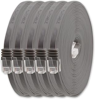 1aTTack.de 0,25m - gray - 5 pieces - Cat6 Ethernet cable flat network lan Cat 6 very thin and slim 1000 Mbit/s