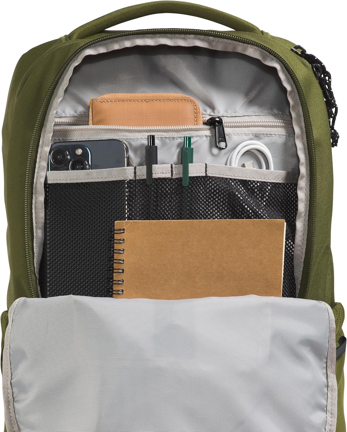 The North Face Lichen Daypack - Everyday Commuter Backpack, 16" Laptop Sleeve, Water Bottle Pockets, Center Front Pouch, Woodland Green/TNF Black, One Size - Image 5