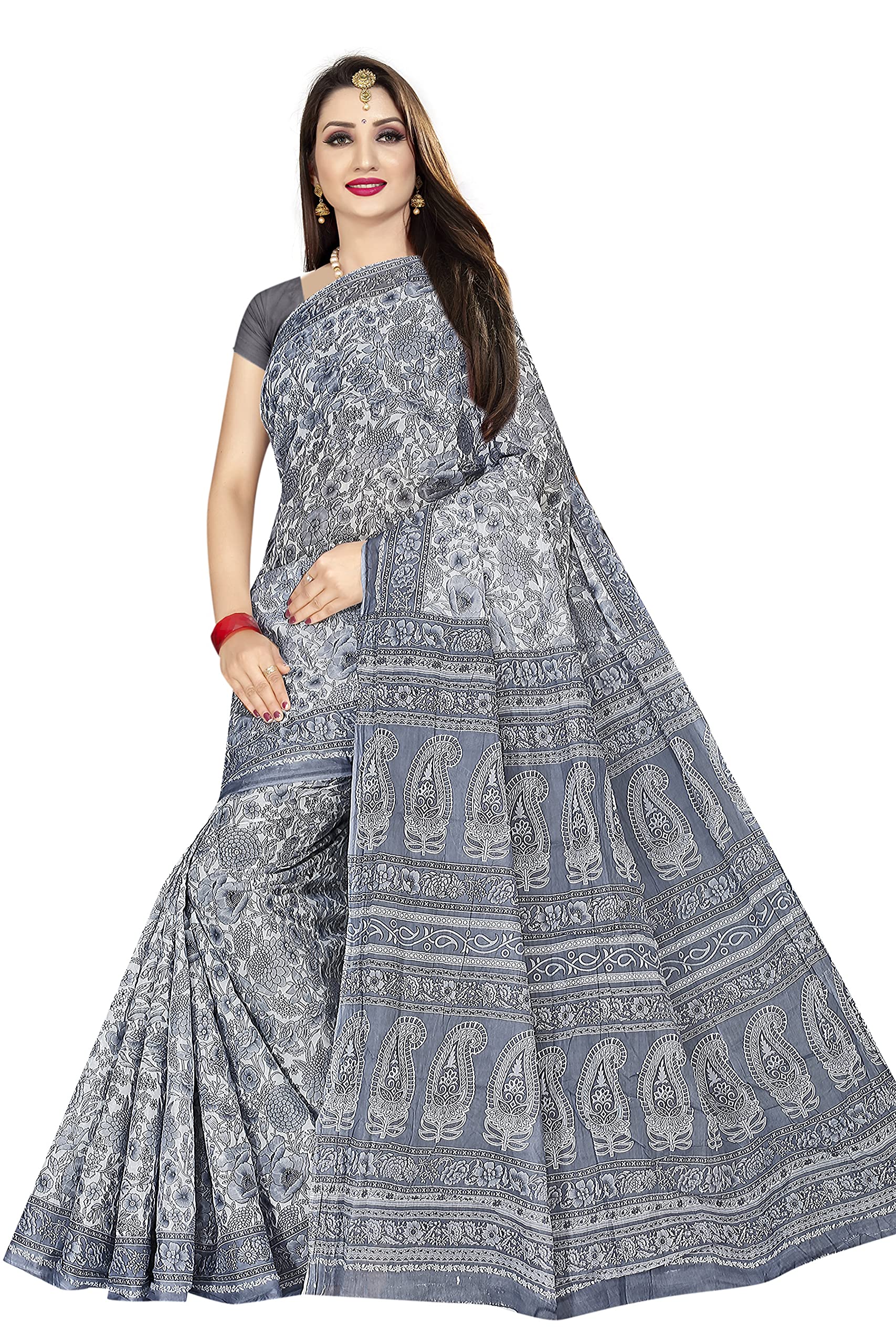 tamaira fashion White Mulmul Pure Cotton Saree For Woman Floral Printed |Office Wear Daily Wear Sarees For Women Without Blouse Piece (Available in 16 Colours)-picture-41