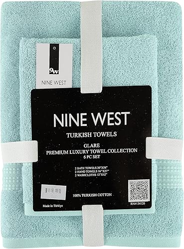 Vista 2 de Nine West Juego de toallas de 6 piezas, 100% algodón turco, secado rápido, altamente absorbente y cómodo, incluye 2 toallas de baño, 2 toallas