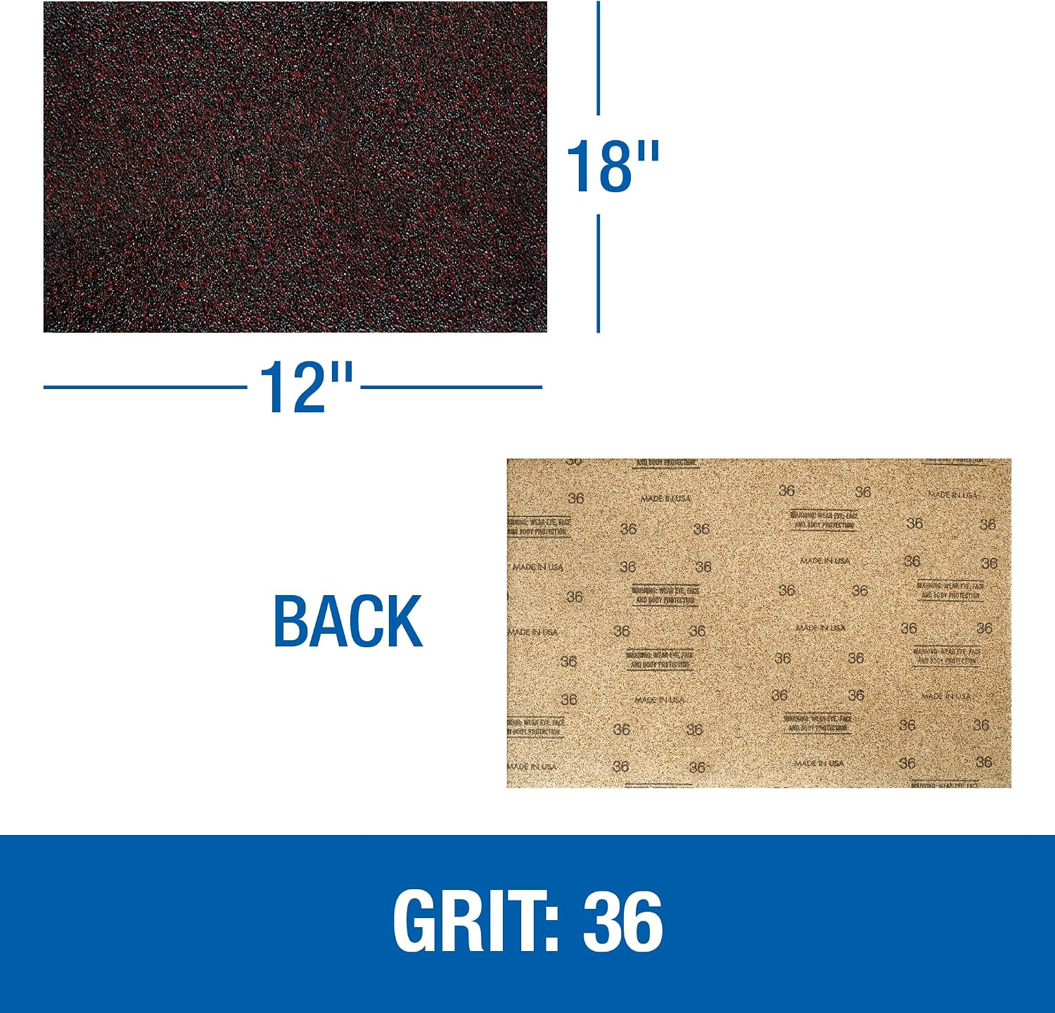 Mercer Industries 418036 Silicon Carbide 12" x 18" Floor Sanding Sheets, 36 Grit (20 pack)