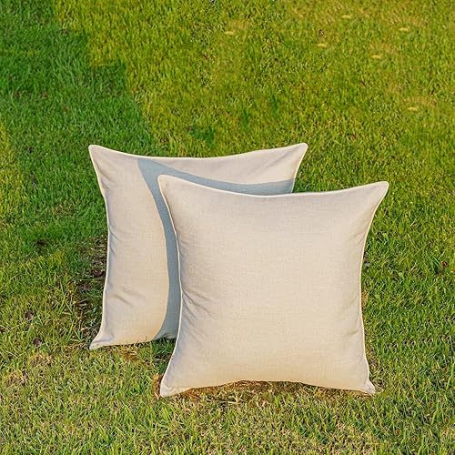 Vista 103 de NiNi ALL - Juego de 2 fundas de almohada impermeables para exteriores, decorativas, para casa de campo, jardín, patio, tienda de campaña, sofá