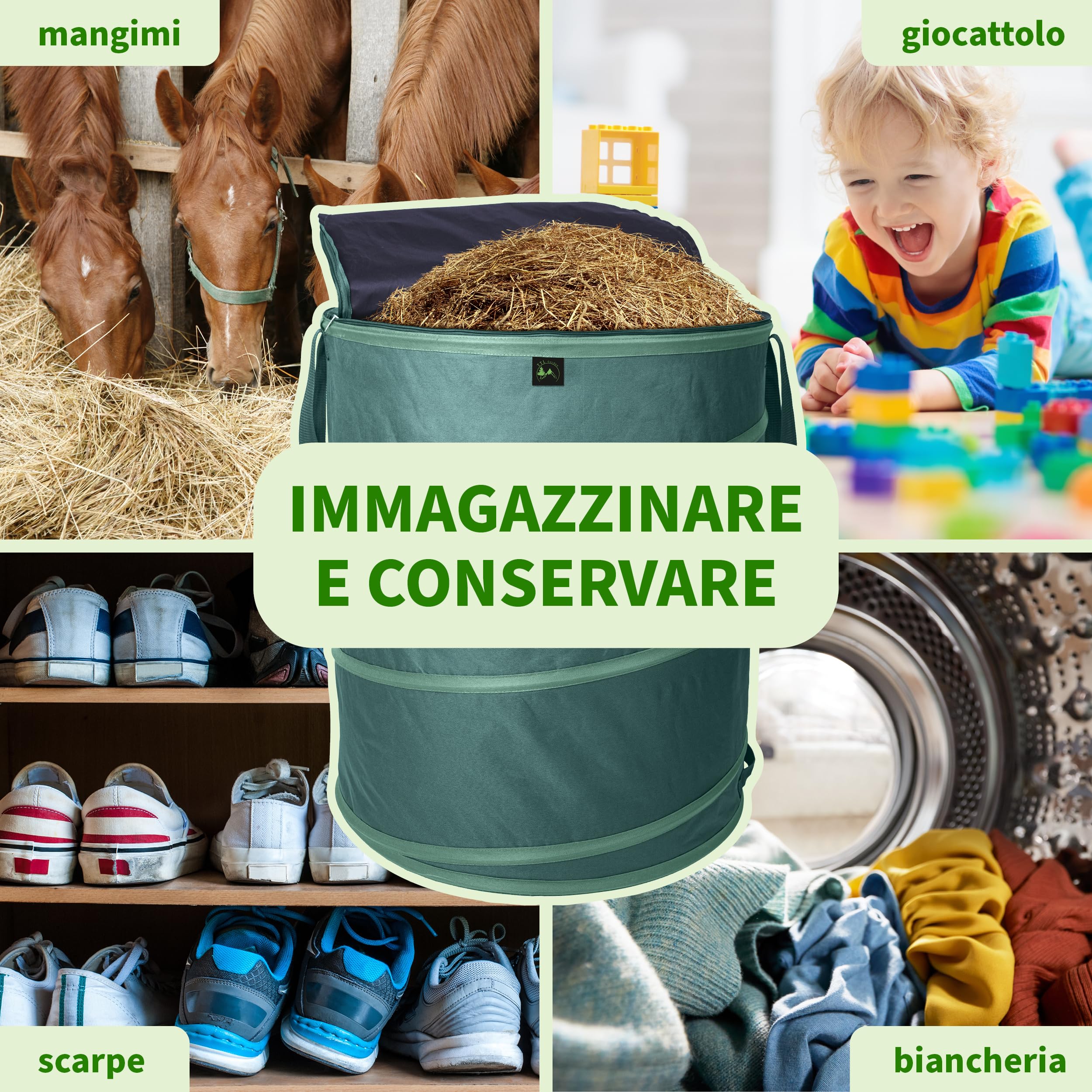 TTL GARDEN Sacco da giardino Deluxe Pop Up da 270 l, con coperchio, 220 g/m², 600D, Oxford, 270 litri, pieghevole, grande, stabile, per il taglio verde, da giardino