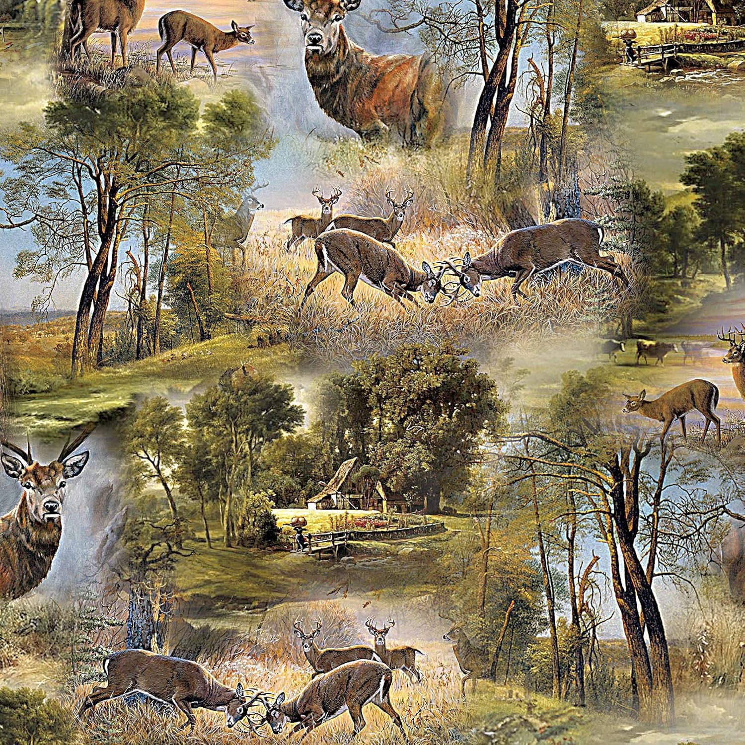 Wachstuchtischdecke Wachstuch Tischdecke Gartentischdecke Rund Oval Jagd Wild Oval 130 x 160 cm abwaschbare Wachstischdecke