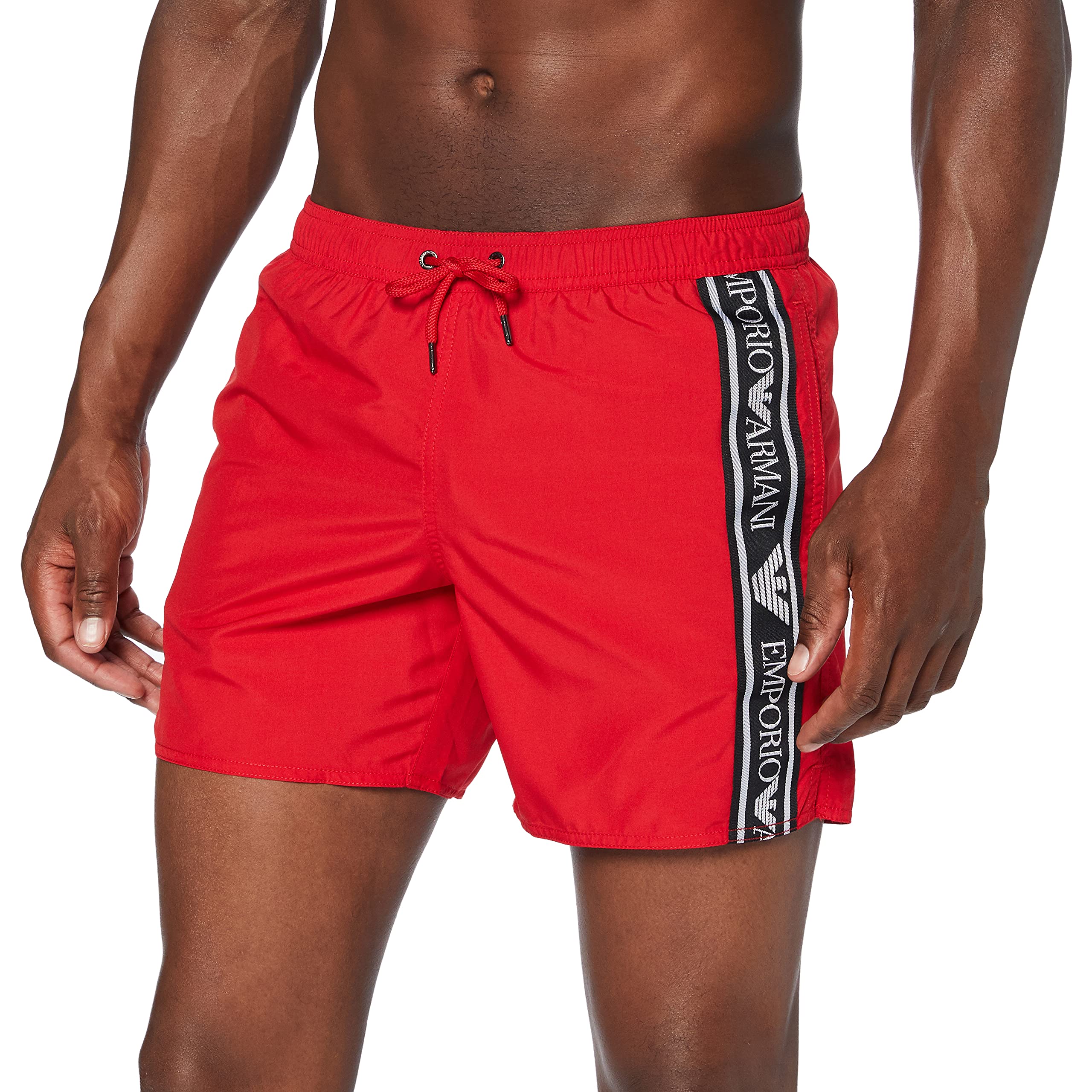 Emporio Armani Swimwear Boxer Bold Logo Tape Swim Trunks, Nero, 46 Uomo