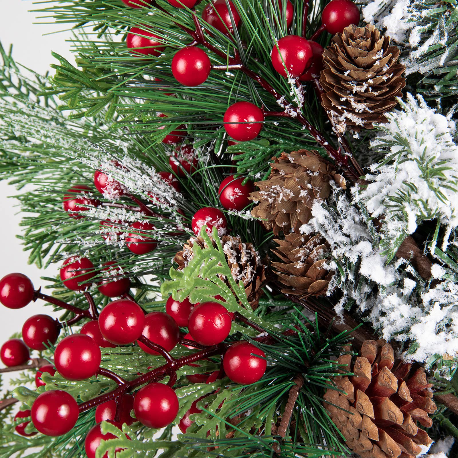 AnyDesign Weihnachtsspieße, künstliche Beeren, Tannenzapfen, Stiele, 4 Stile, künstliche Tannenzapfen, rote Beeren, Stiel, Sprühzweige für Kunst, Handwerk, Kranz, Girlande, Weihnachtsdekoration
