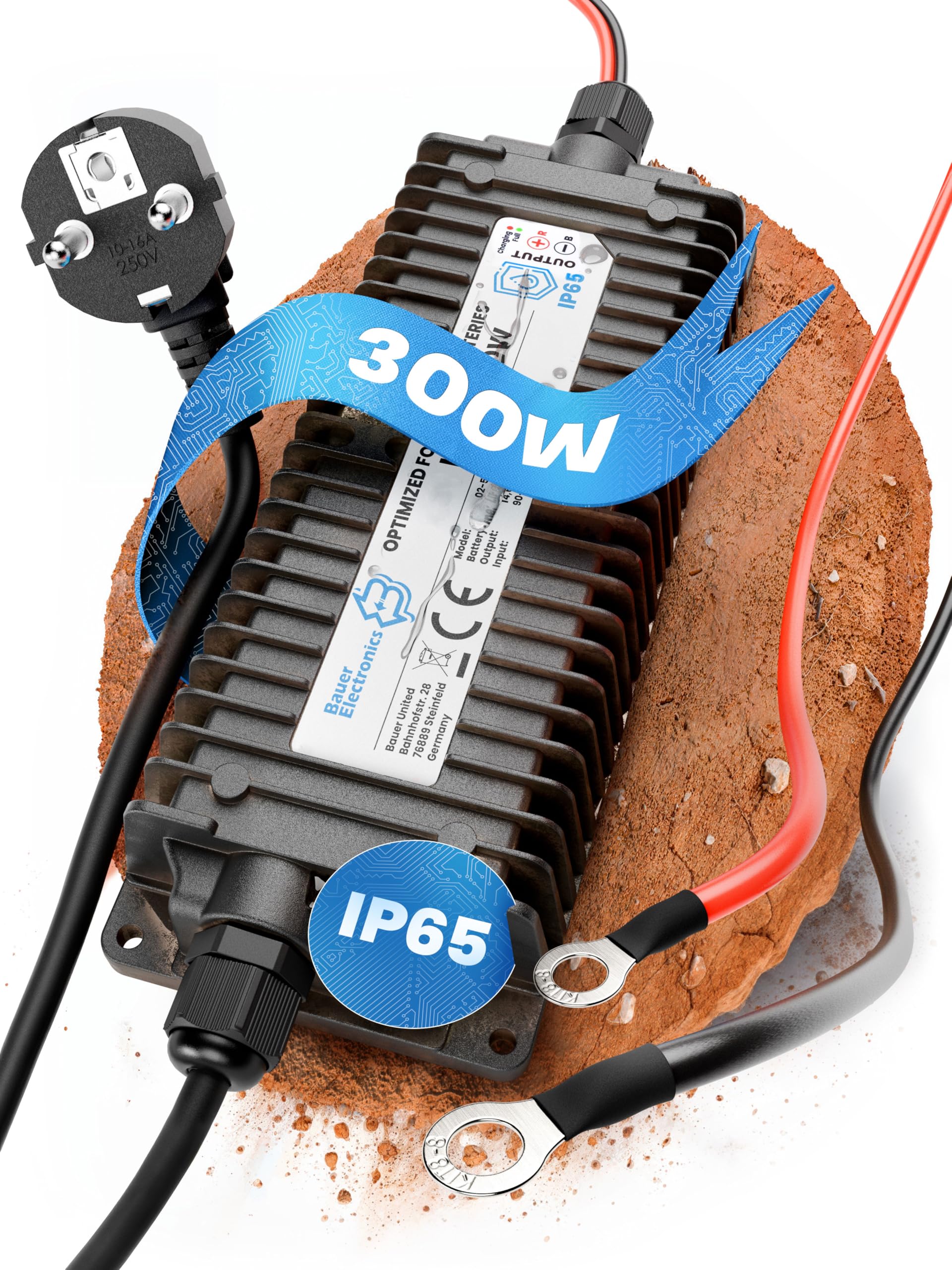 48V Batterie-Ladegerät LiFePO4 58,4V 5A 300W | Optimiert für Lithium-Eisenphosphat-Akku | Auto-Batterie Charger Wasserdicht