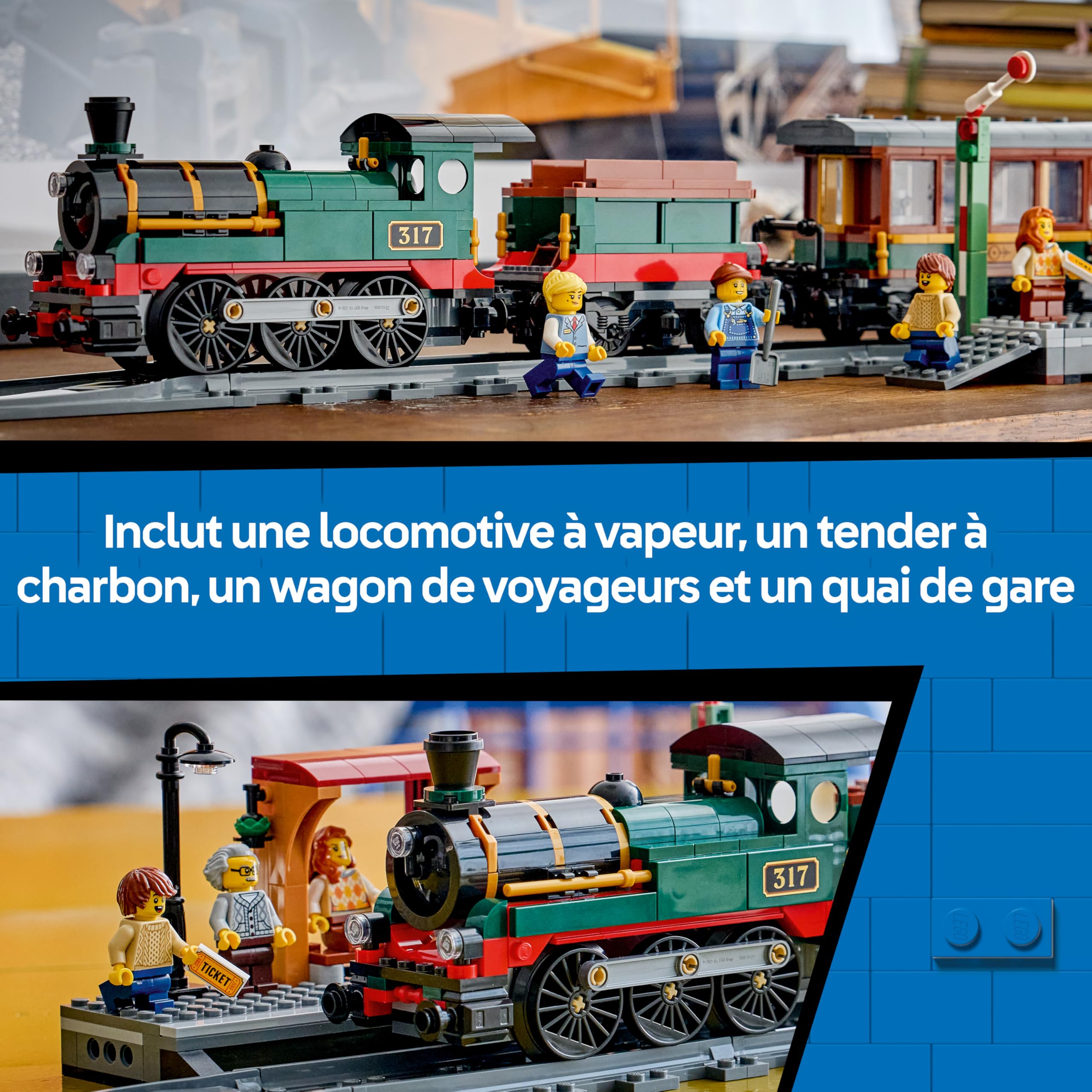 LEGO City Le Train à Vapeur Rétro - Jeu de Construction - Maquette STEM de Jouet Train avec Gare, Rail, Commandes, Panneau Stop & 5 Minifigurines - Cadeau d'anniversaire pour Garçon dès 7 Ans 60511