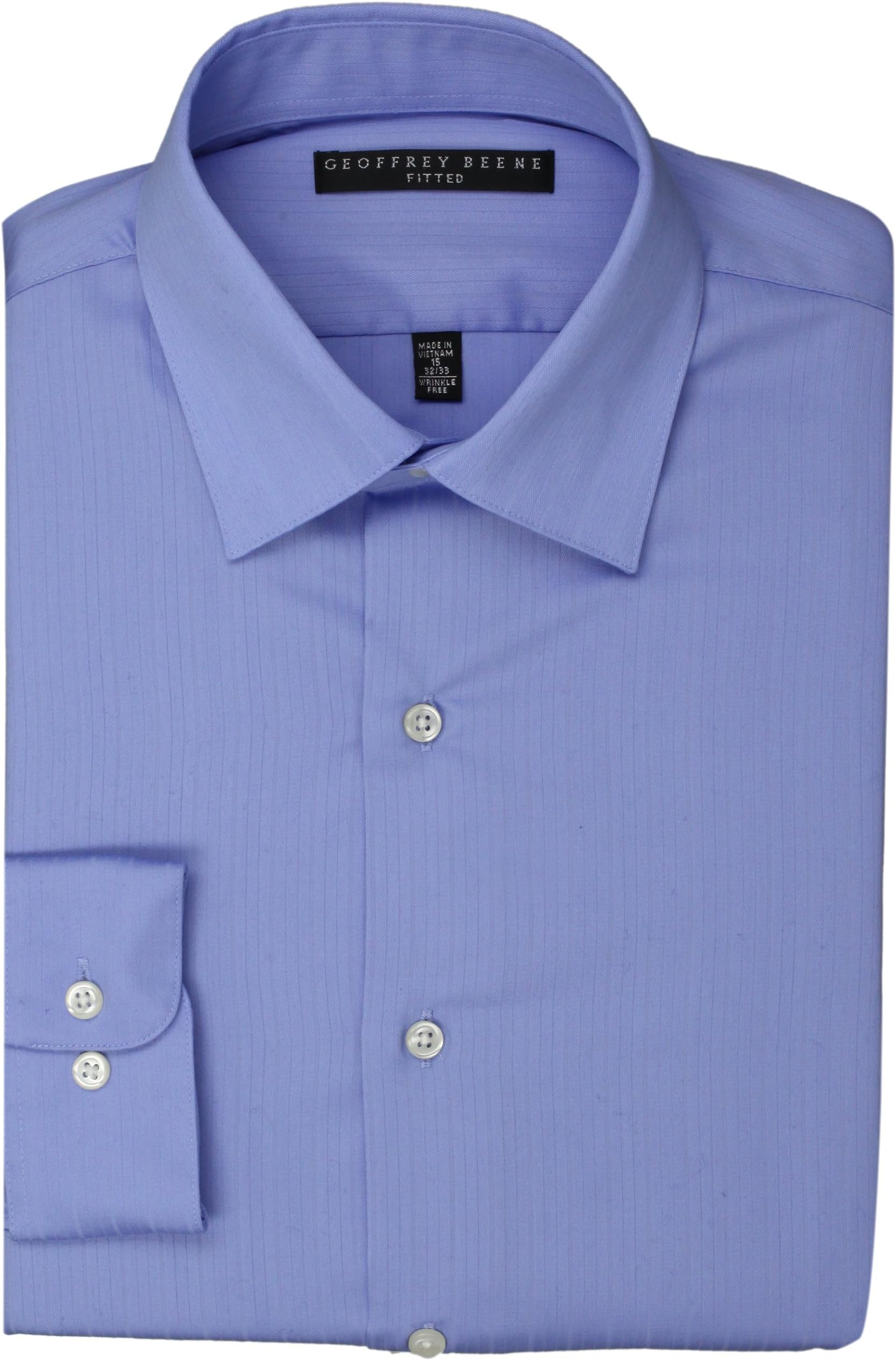 Geoffrey Beene Men's Regular Fit Textured Stripe Solid Dress Shirt