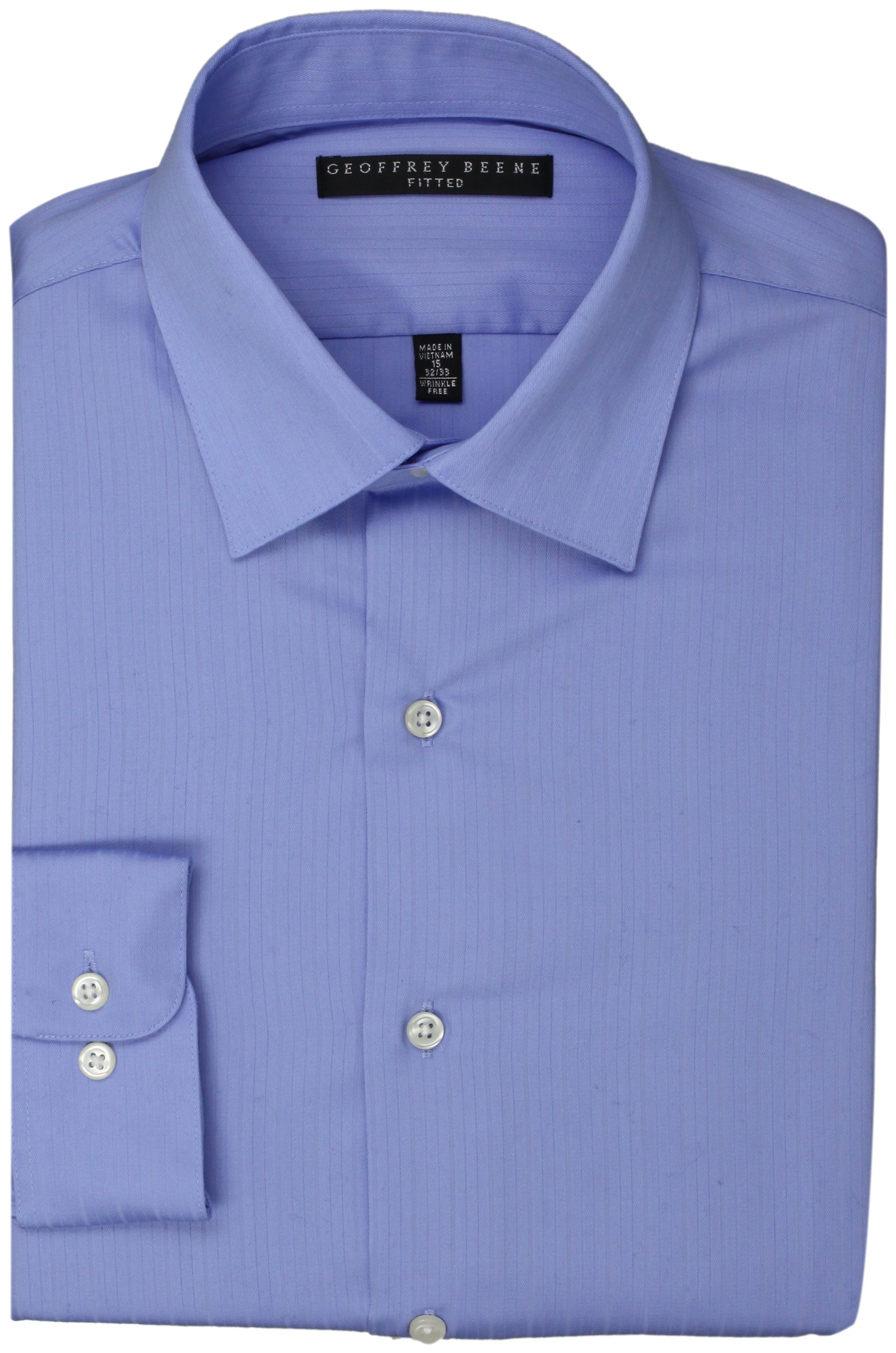 Geoffrey Beene Men's Regular Fit Textured Stripe Solid Dress Shirt