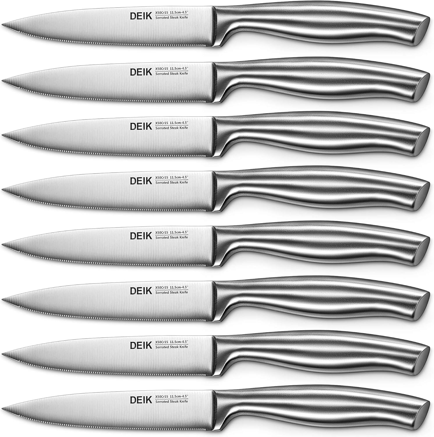 Deik Steak Knives, Steak Knives Set of 8, Premium Stainless Steel Steak Knife Set, Super Sharp Serrated Steak Knife with Gift Box: Kitchen & Dining