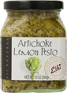 World Market Elki's Gourmet Artichoke Lemon Pesto Sauce - Creamy Spreads for Pasta, Baked Chicken, Fish and Crackers - Mad...