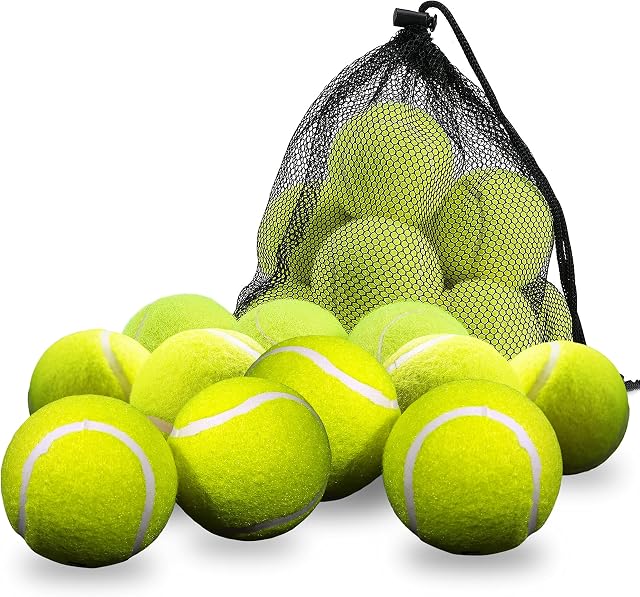 K-ONE Tennis Balls with Mesh Carrying Bag Pack of 12 & 24|Pressureless, All Court Types |Sports |Dog, Pet Training Exercise Practice, Throwing Machine, Tennis, Cricket Ball and Soft Tennis