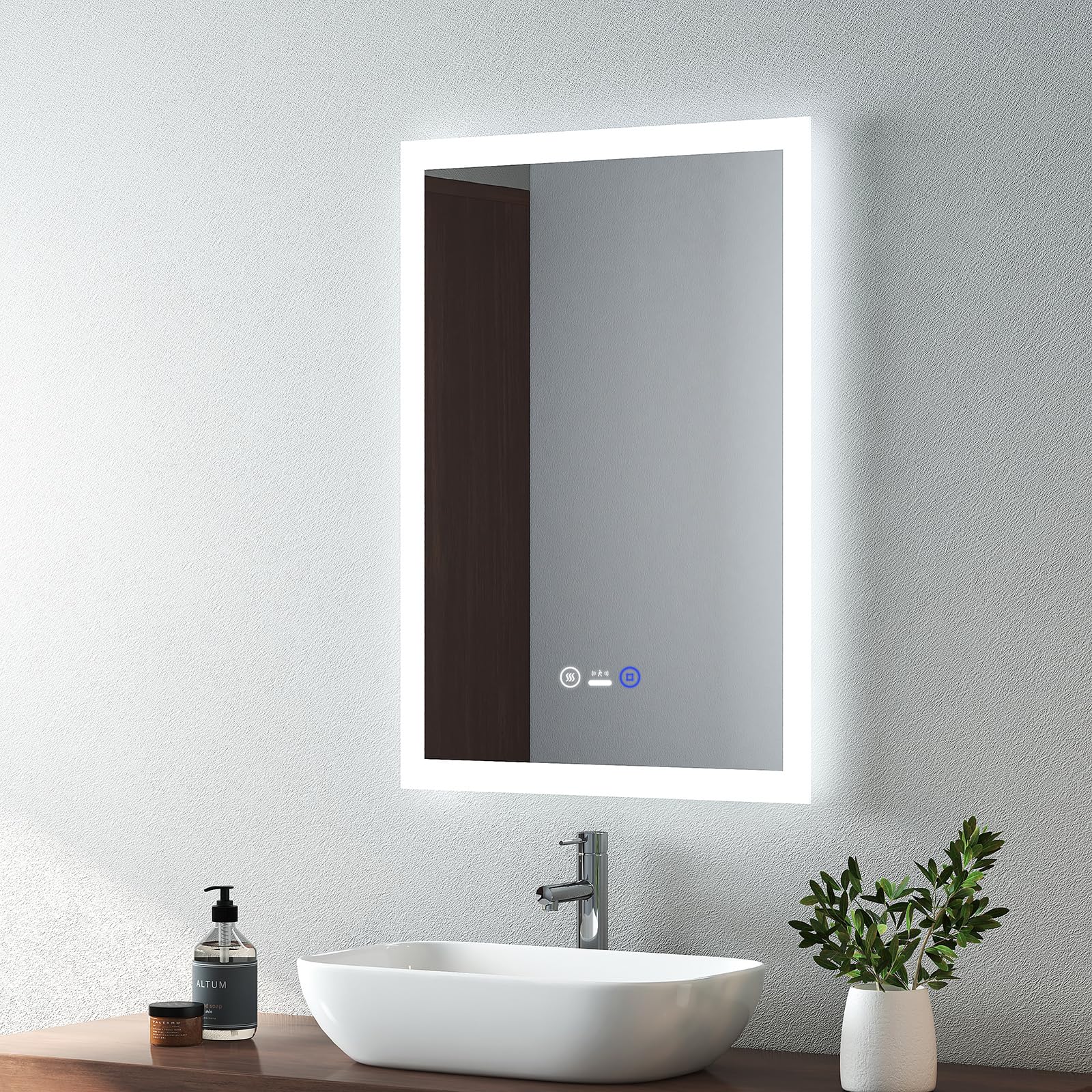 EMKE Illuminated Backlit Bathroom Mirror with Motion Sensor - 500 x 700 mm Wall Mounted Vanity Mirror with Lights, Demister, Energy-Saving, Adjusting Brightness, Light up Bathroom Smart Mirror