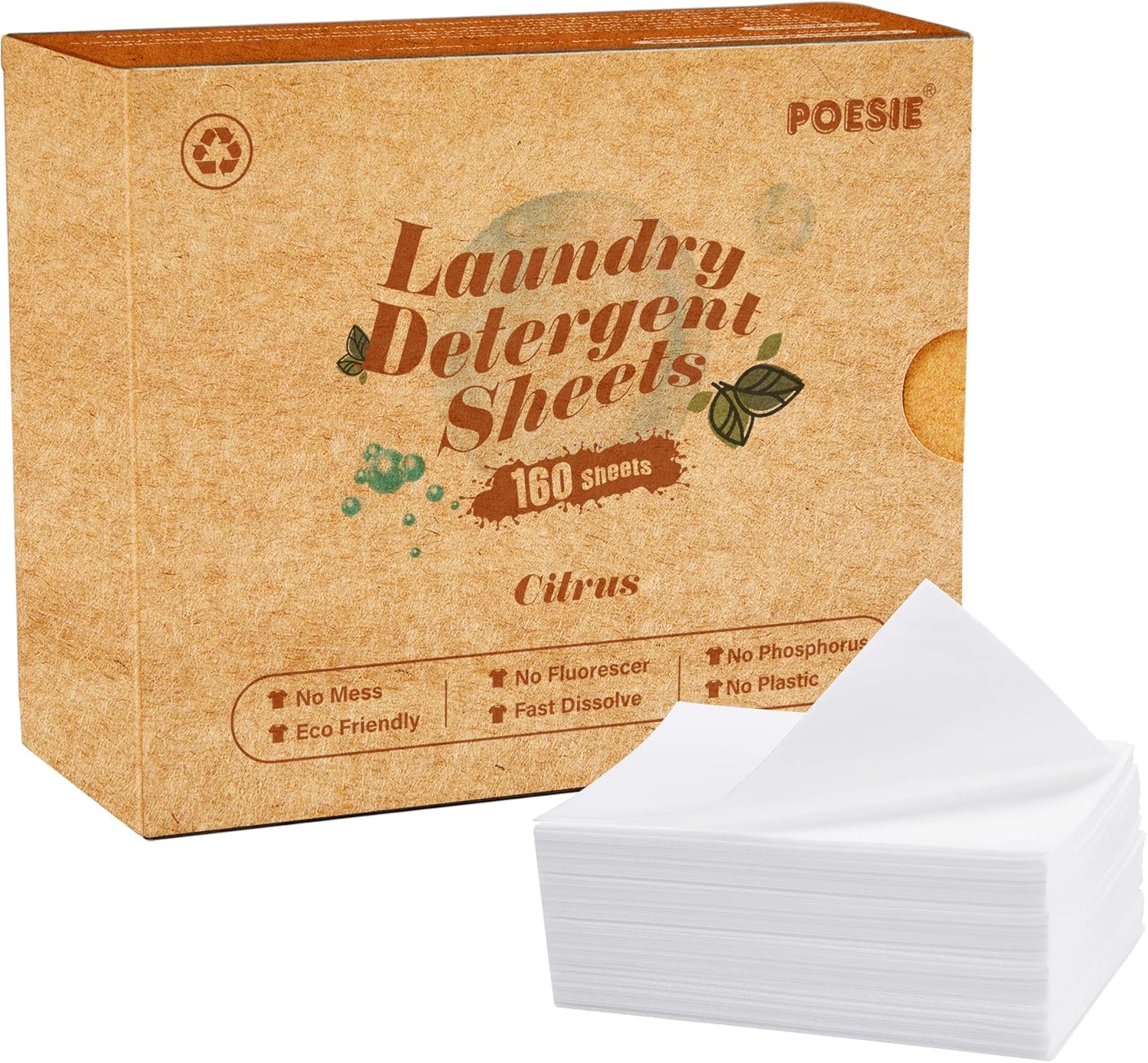 Poesie Laundry Detergent Sheets Citrus Scent 160 Sheets 80
