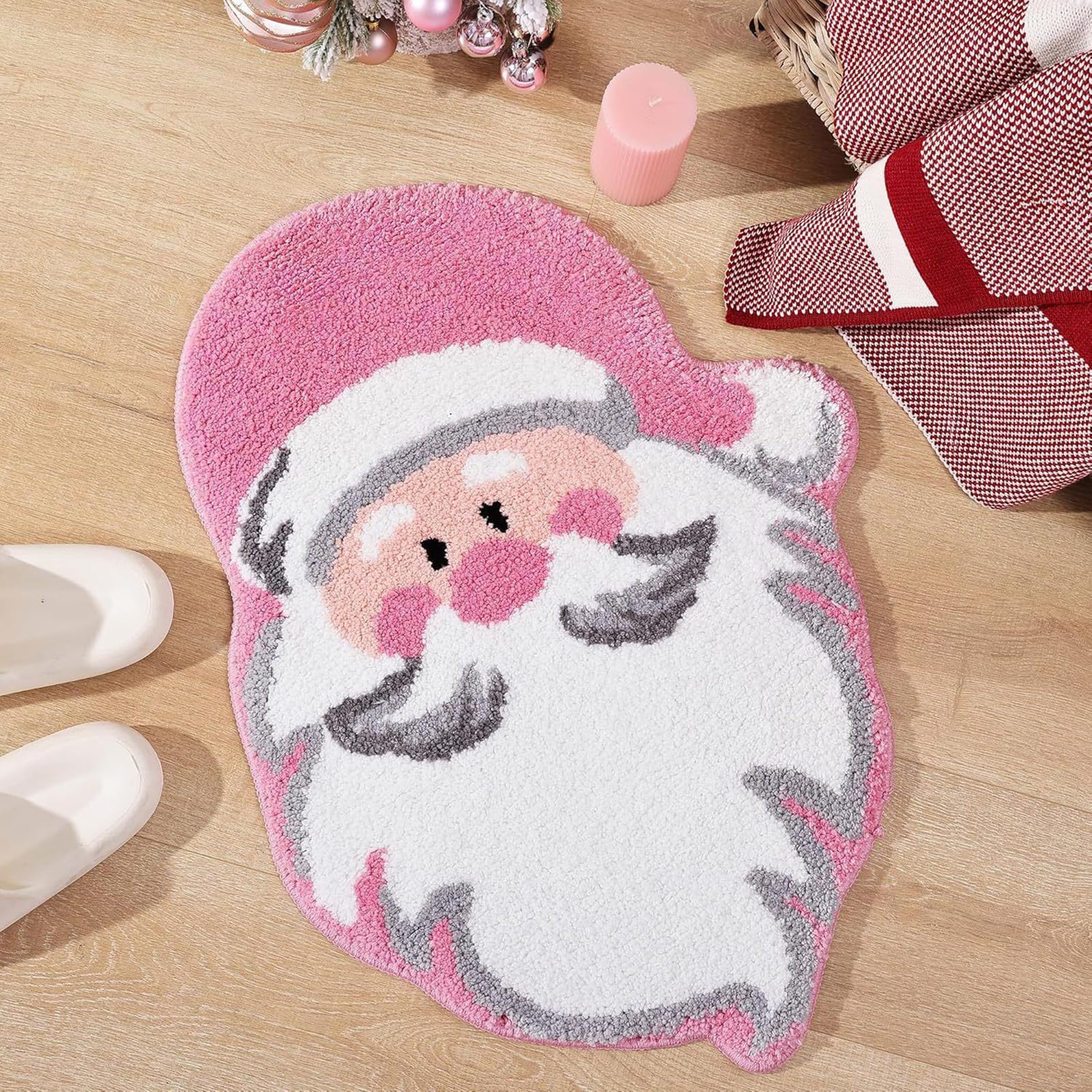 Hkfgdjdl Tappetino da bagno con albero di Natale Babbo Natale pupazzo di neve tappeto antiscivolo assorbente tappetino da bagno Plushie tappetino assorbente per pavimento