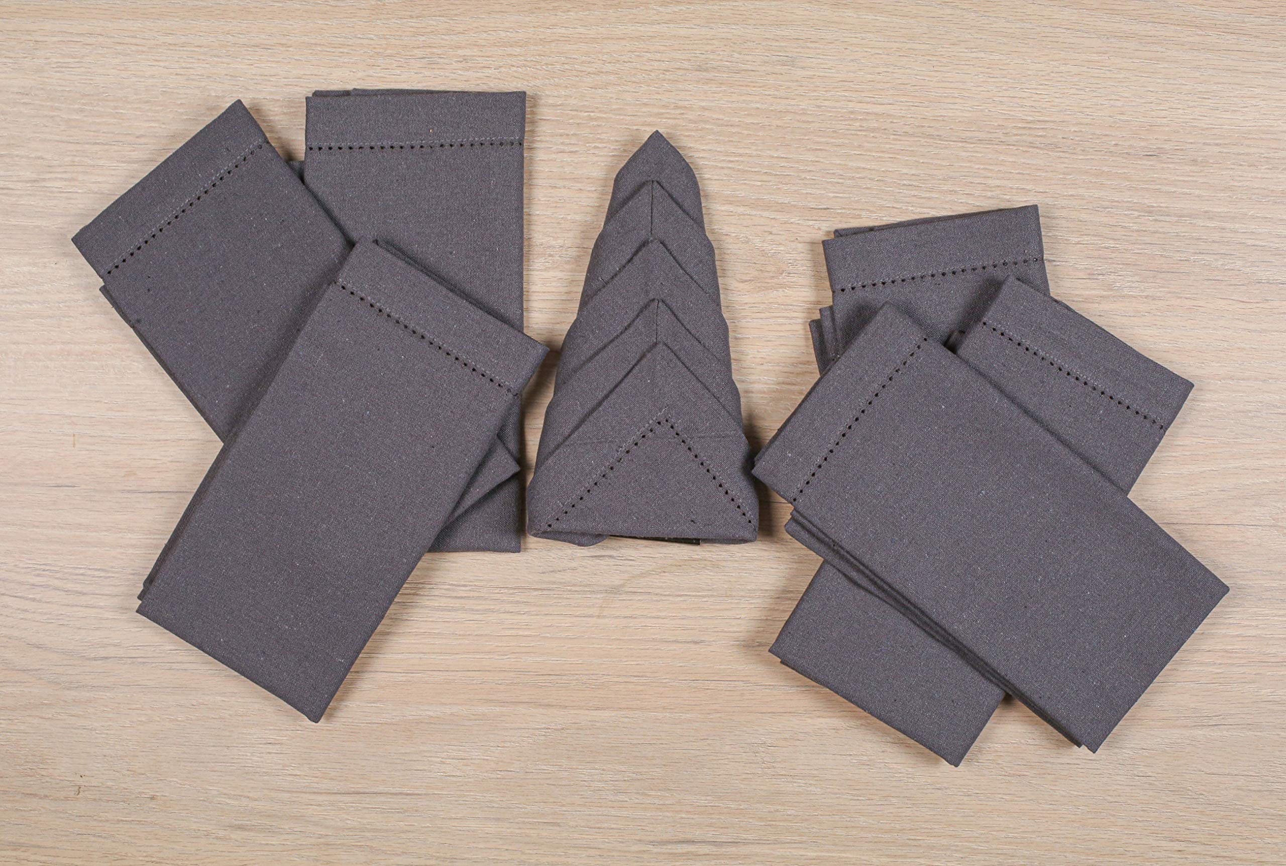 Baumwoll-Servietten 45,7x45,7 Cm – 12 Stück, Anthrazit, Mit Hohlsaum | Weich, Saugfähig, Für Feiern & Alltag
