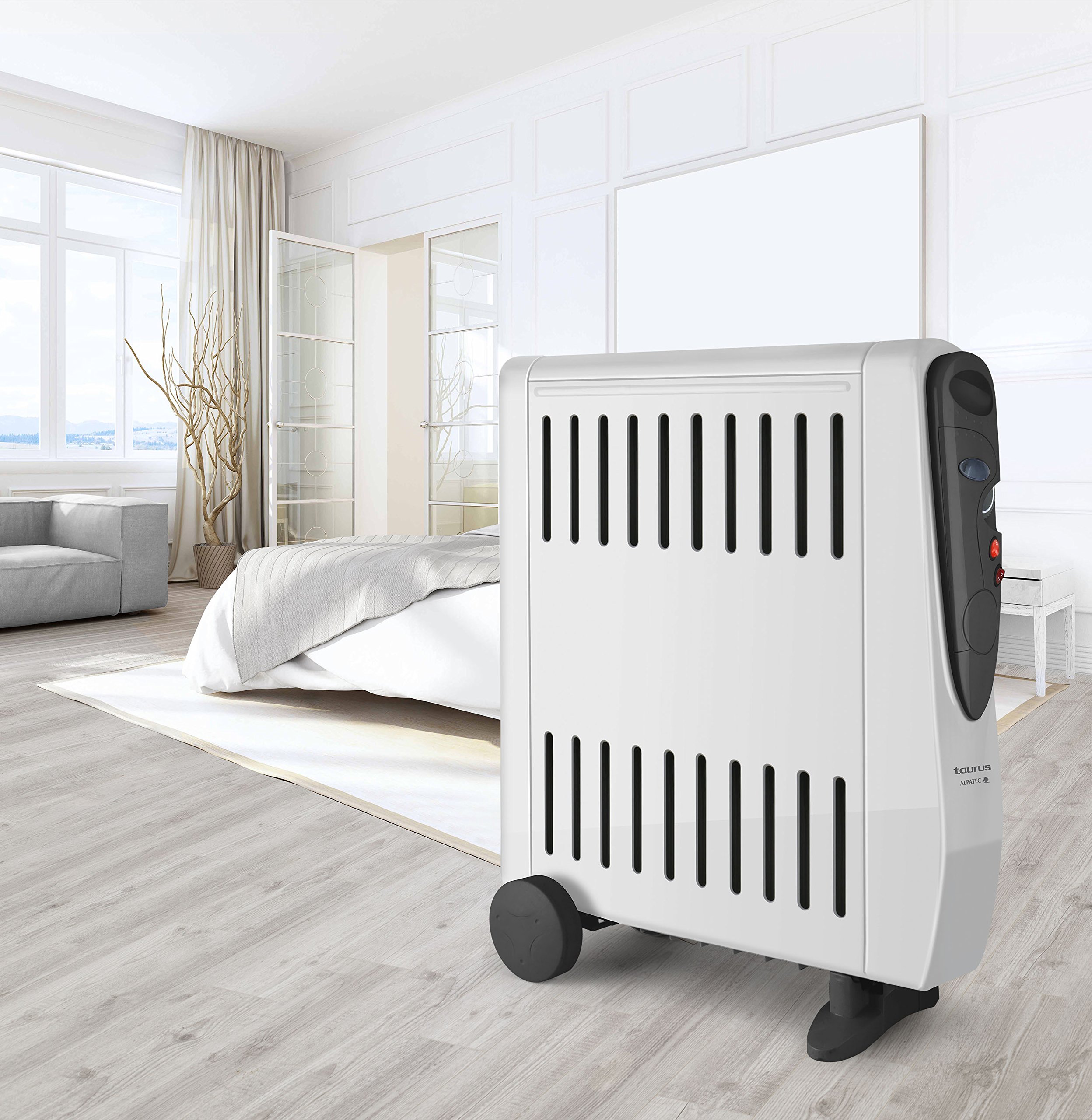 Taurus Tuareg 1500 Ölradiator, Doppeleffekt: Strahlung und Konvektion, 3 Heizstufen, integrierter Luftbefeuchter, regelbarer Thermostat,