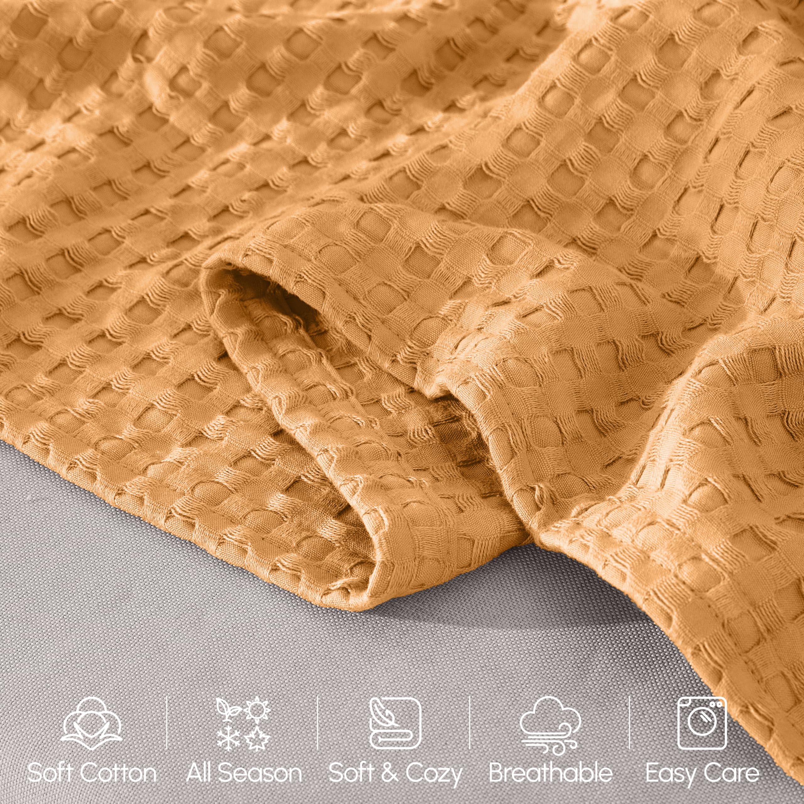 Elegant Comfort Manta de Punto gofre 100% algodón, Ligera, Transpirable, Suave y cálida para Todas Las Estaciones, para sofá, Cama y sofá, tamaño matrimonial de 88 x 88 Pulgadas