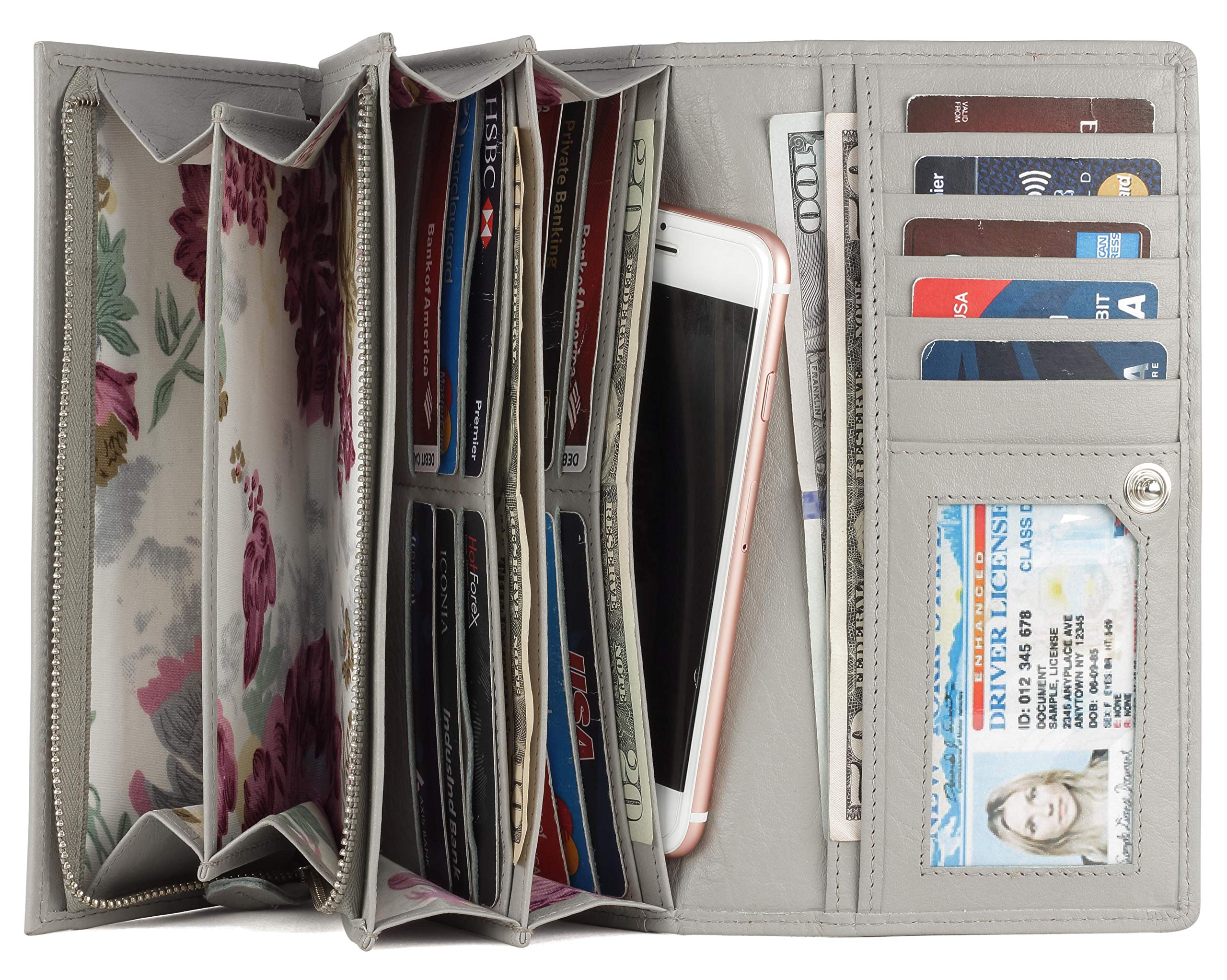 Mou MerakiWomen RFID Blocking Genuine Leather Bifold Wallet-Clutch For Women-Shield Against Identity Theft