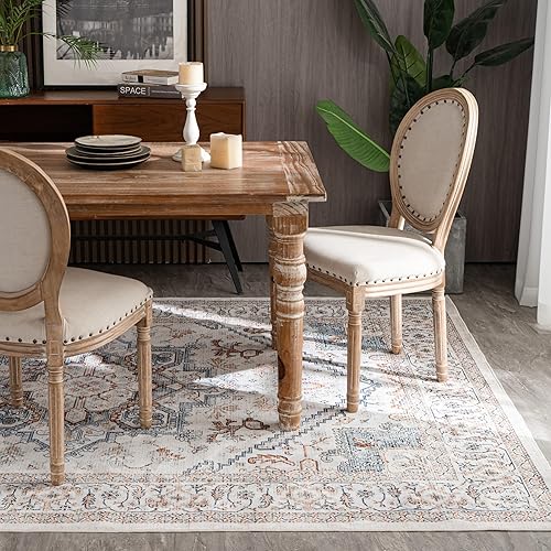 Miniatura 2 de Syalife Alfombra lavable vintage, alfombra de sala de estar de 6 x 9 pies, con parte trasera antideslizante, alfombra de interior envejecida que no