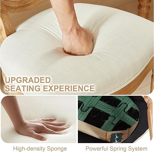 Miniatura 5 de Kiztir Juego de 2 sillas de comedor de ratán, sillas de comedor francesas de mediados de siglo, sillas de comedor de granja con respaldo alto para