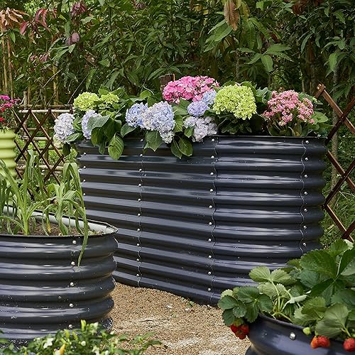 Miniatura 9 de OLLE Camas elevadas de 17 pulgadas de alto, tamaños 12 en 1, para jardinería, maceta galvanizada para verduras, camas de jardín elevadas de metal