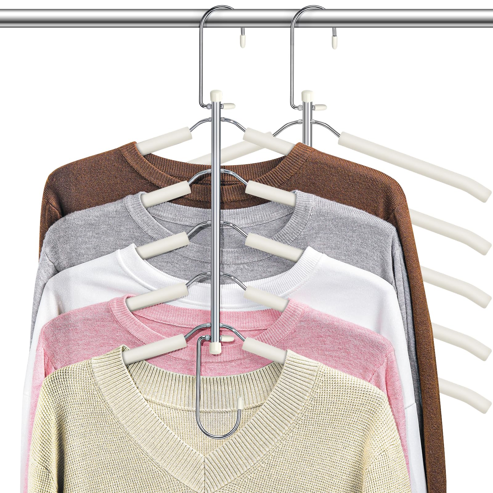 Perchas para ropa que ahorran espacio, organizador de camisas antideslizantes, múltiples perchas para armario con acolchado de espuma para blusas, sudaderas, suéteres, organizadores de