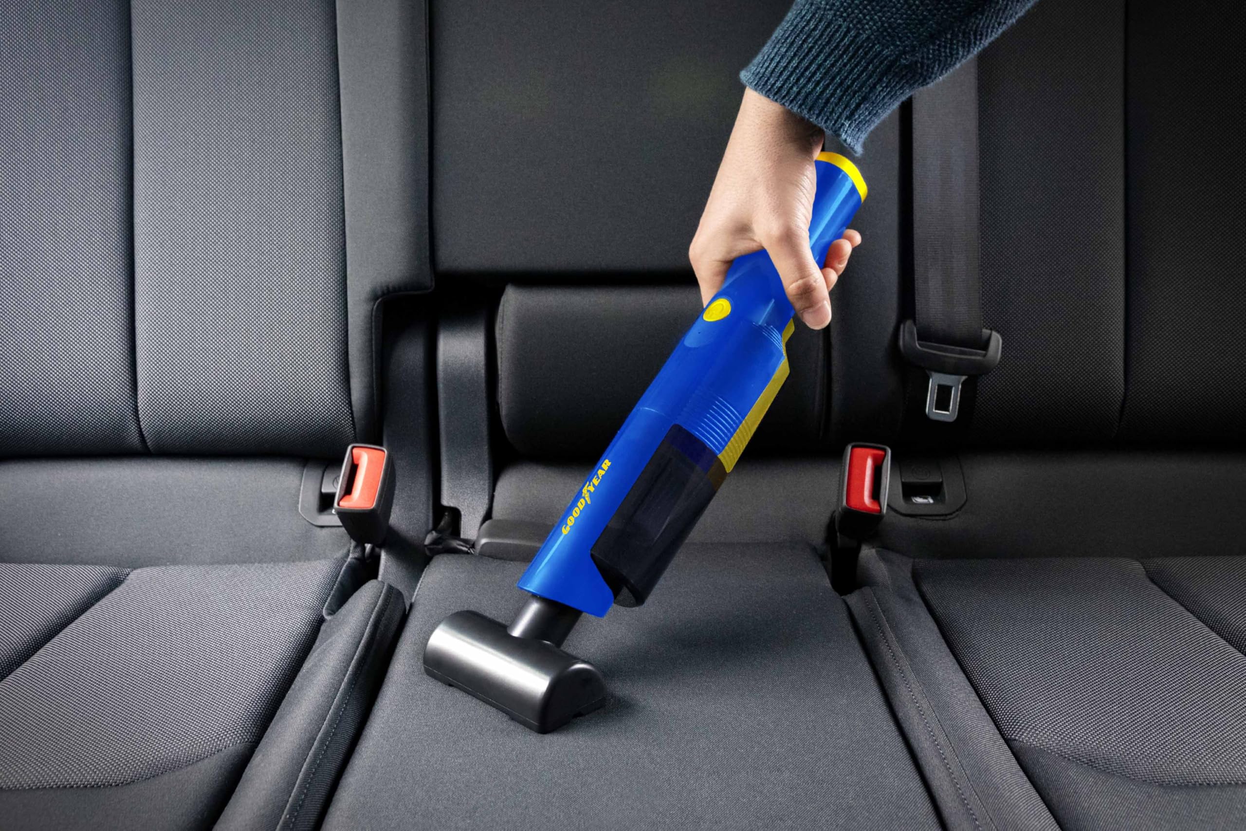 Goodyear Lineo Aspirador Portátil sin Cable para Coche, Hogar u Oficina. Motor 50W con Succión de 5.000Pa, Batería 1800mAh, Carga USB-C. Depósito 125 ml, Diseño Compacto y Silencioso
